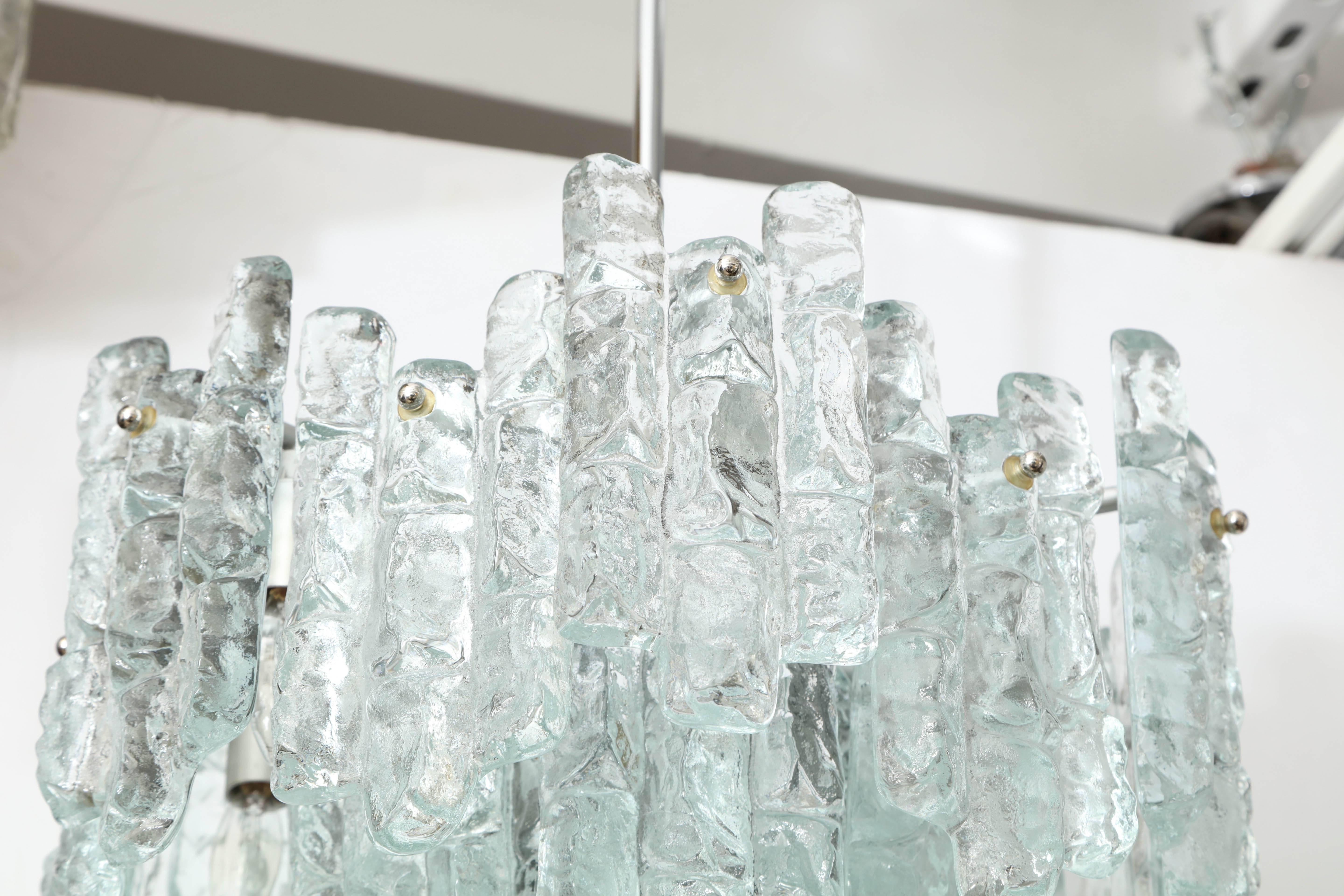 20th Century Kalmar Three-Layer Ice Glass Panel Chandelier