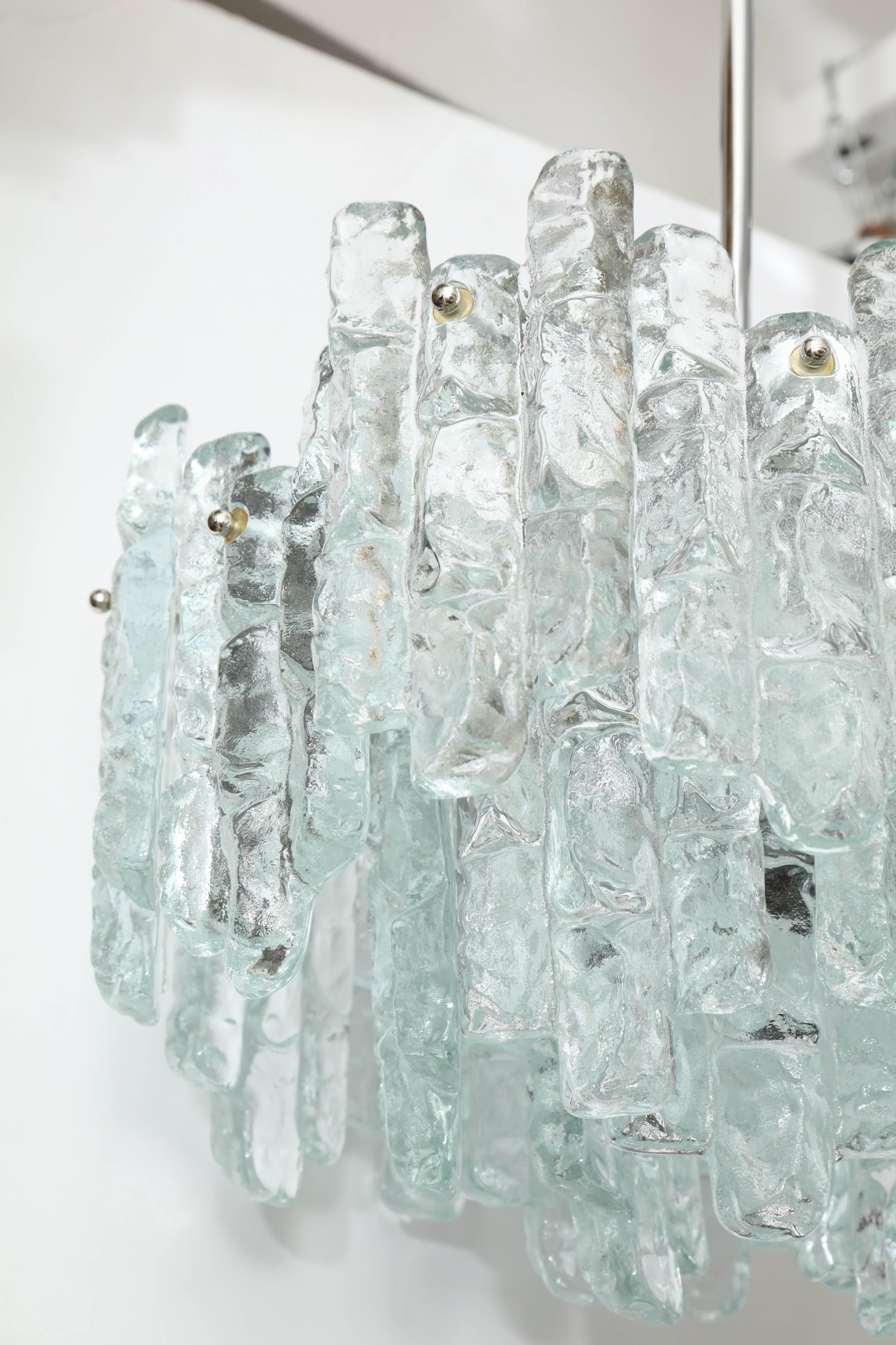 Kalmar Three-Layer Ice Glass Panel Chandelier 1