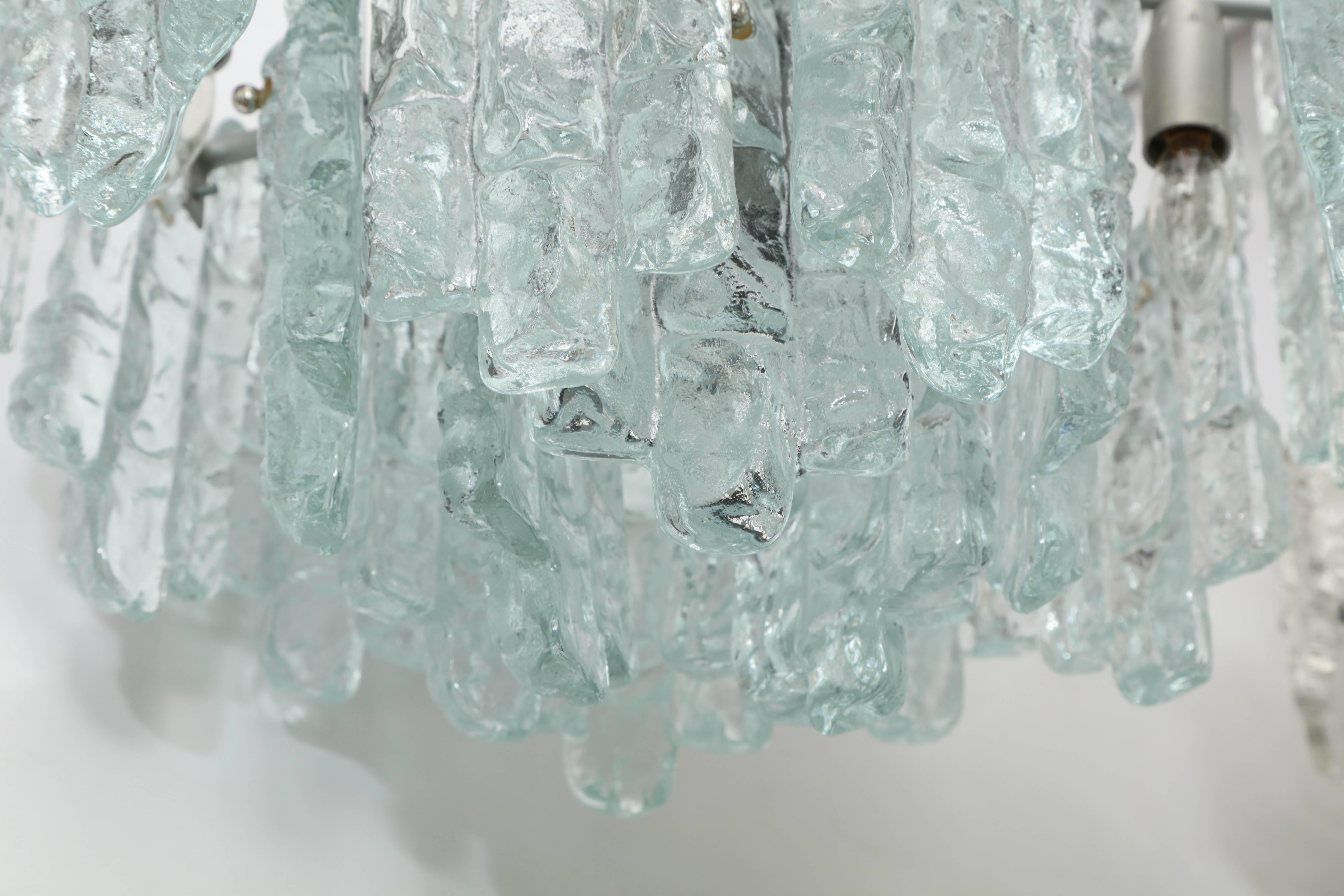 Kalmar Three-Layer Ice Glass Panel Chandelier 2