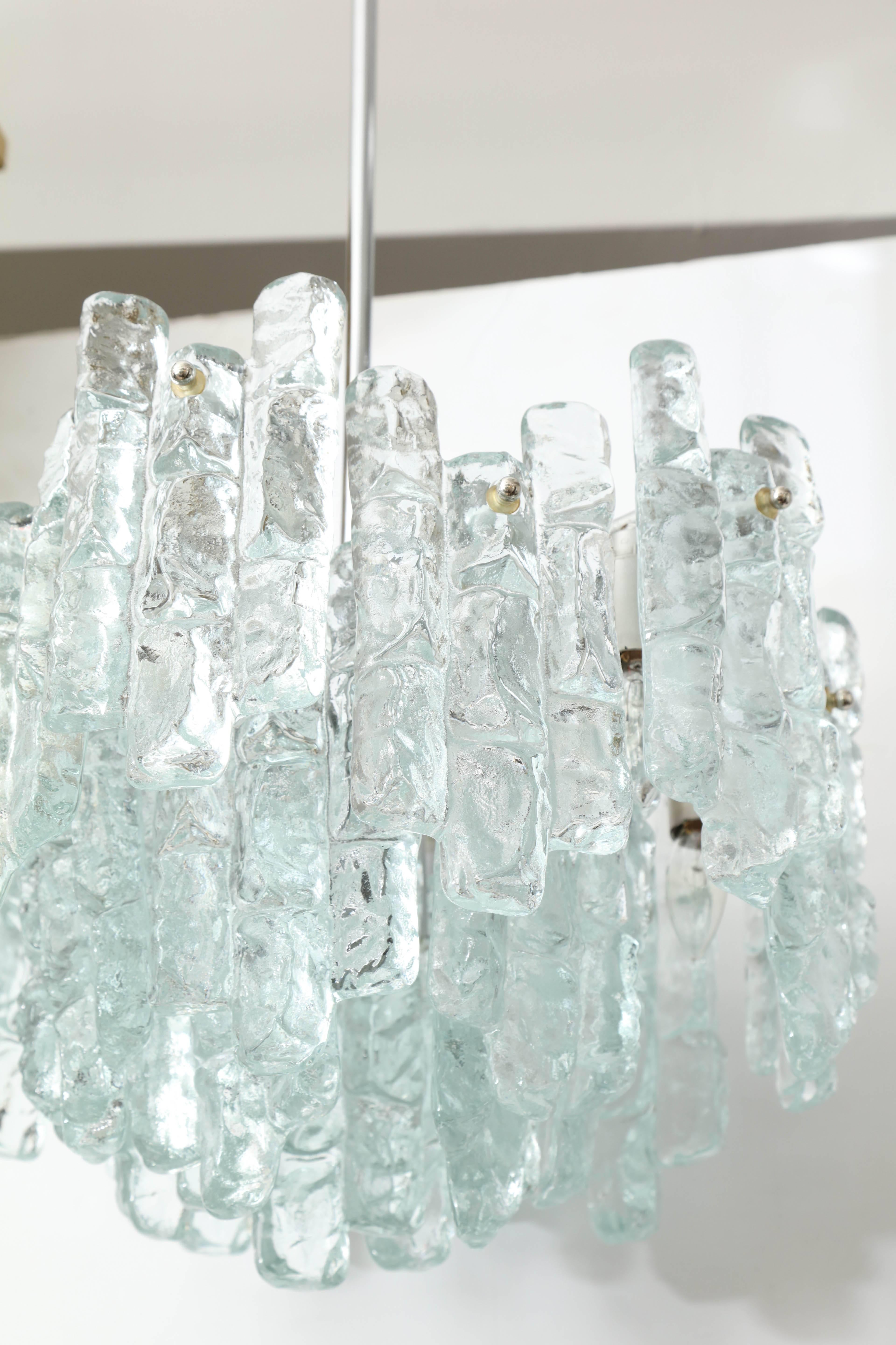 Kalmar Three-Layer Ice Glass Panel Chandelier 3