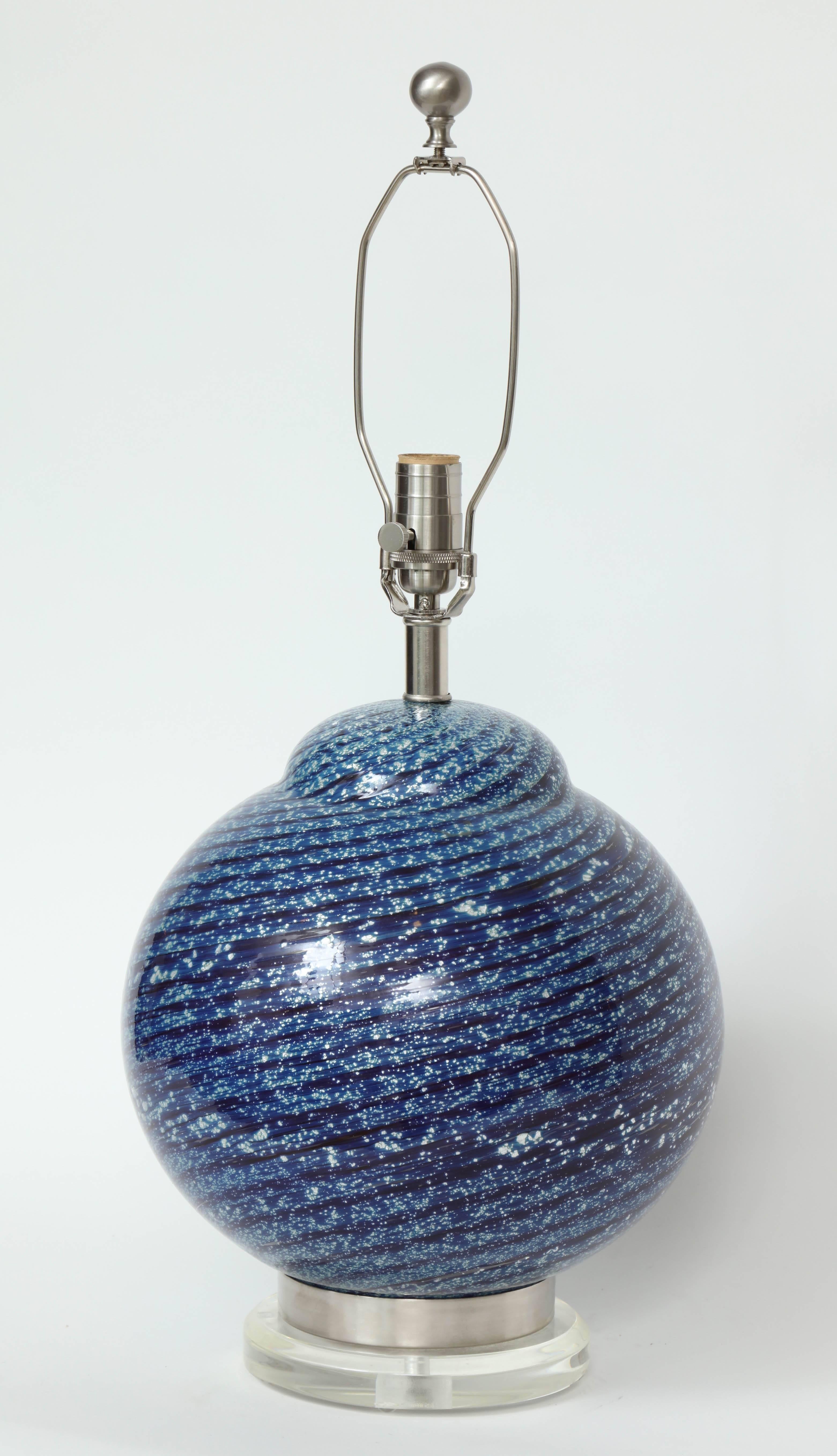 Modern Barovier Midnight Blue Murano Glass Table Lamps