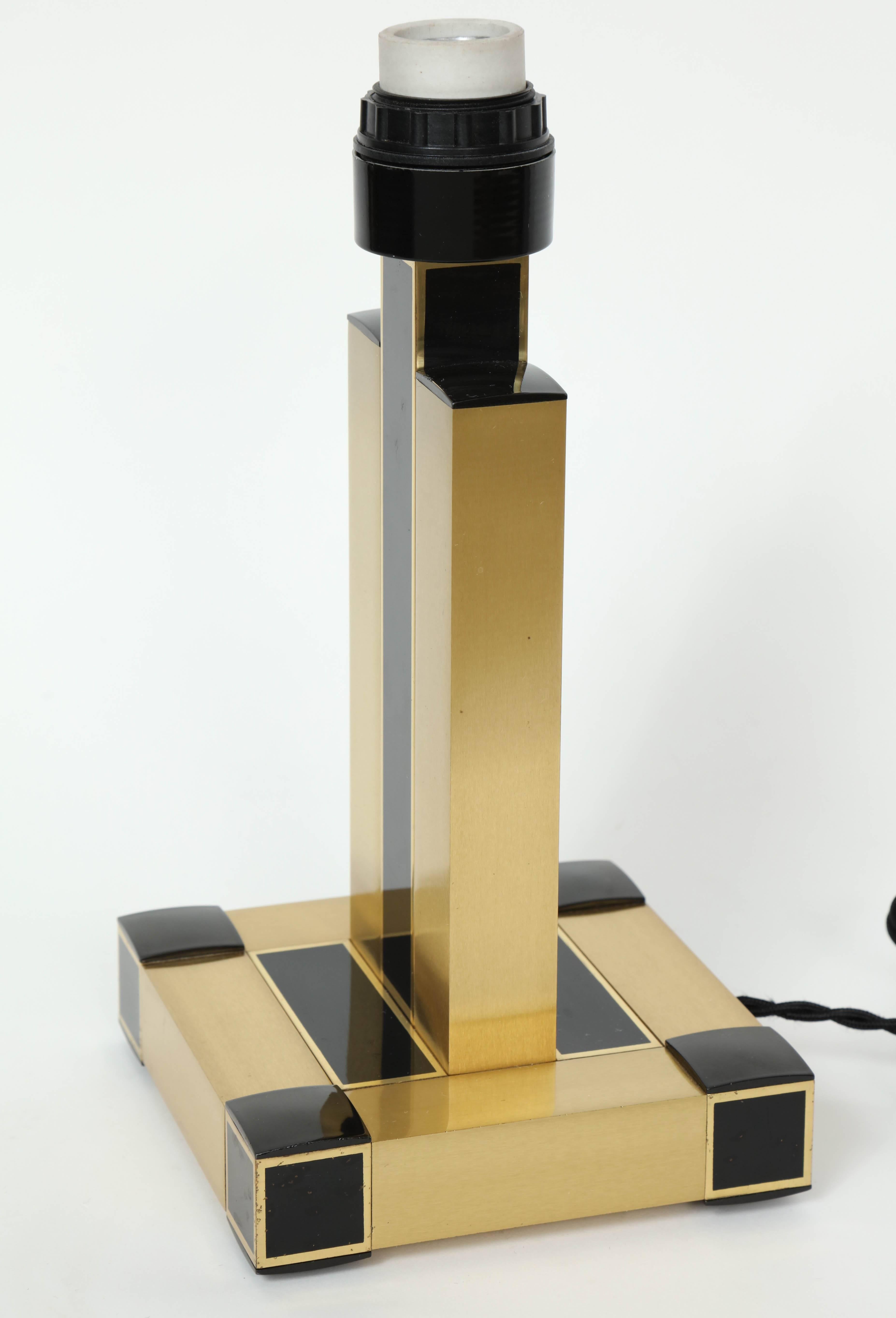 Willy Rizzo Brass and Black Resin Table Lamps In Excellent Condition In New York, NY