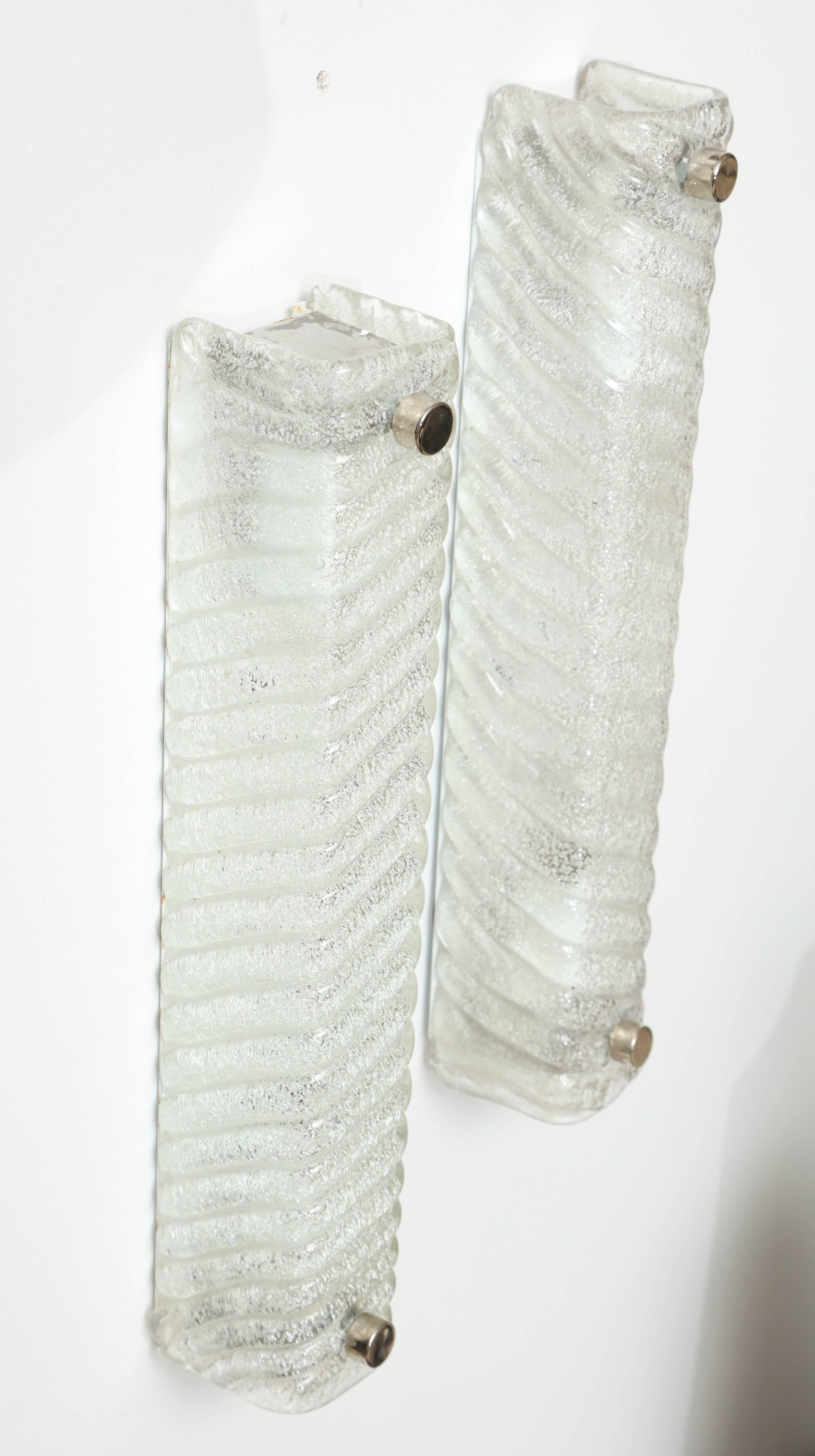 20th Century Murano Swirled Glass Rectangular Sconces