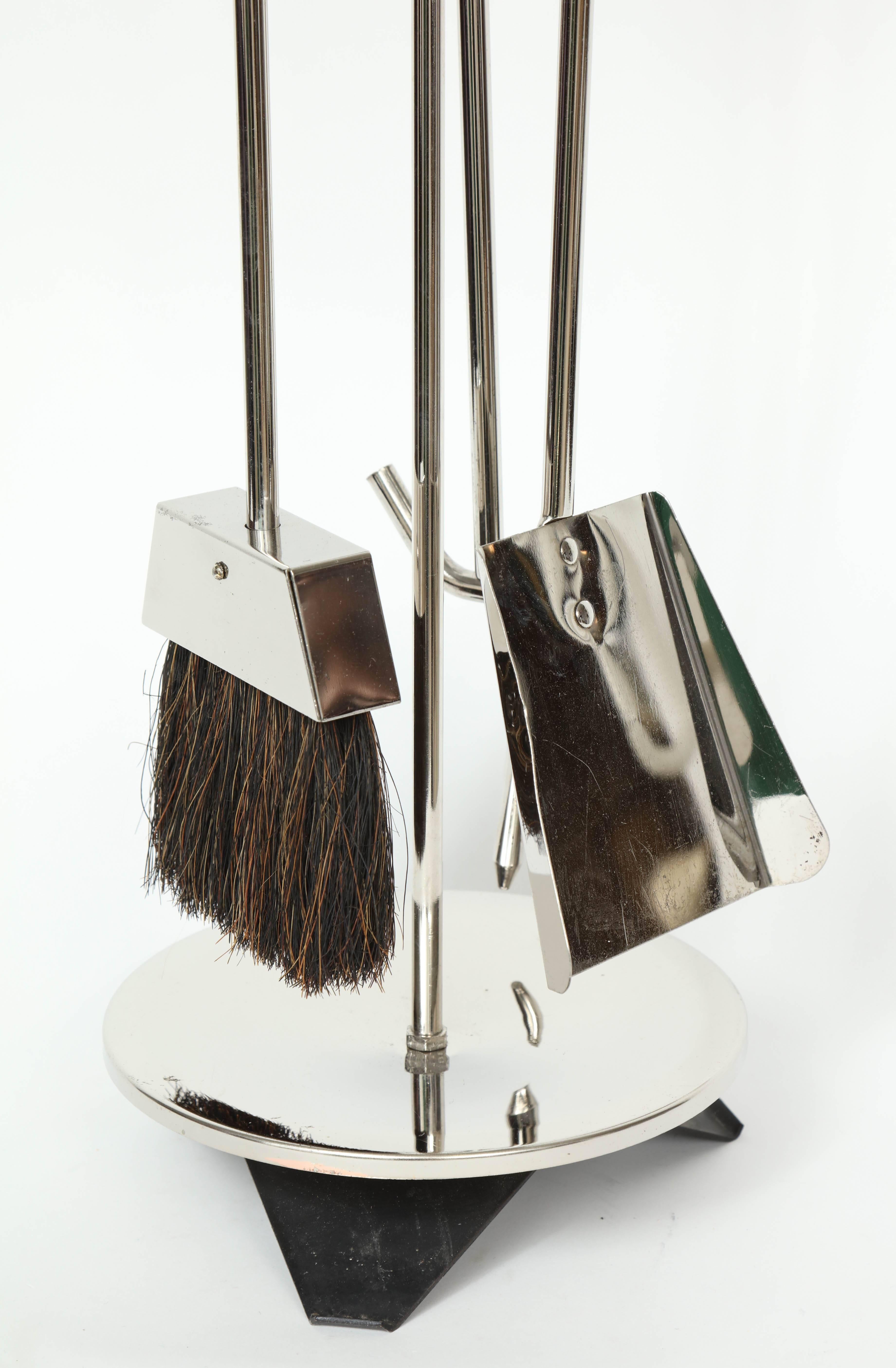 1970s Modernist Nickel and Lucite Fire Tools 4