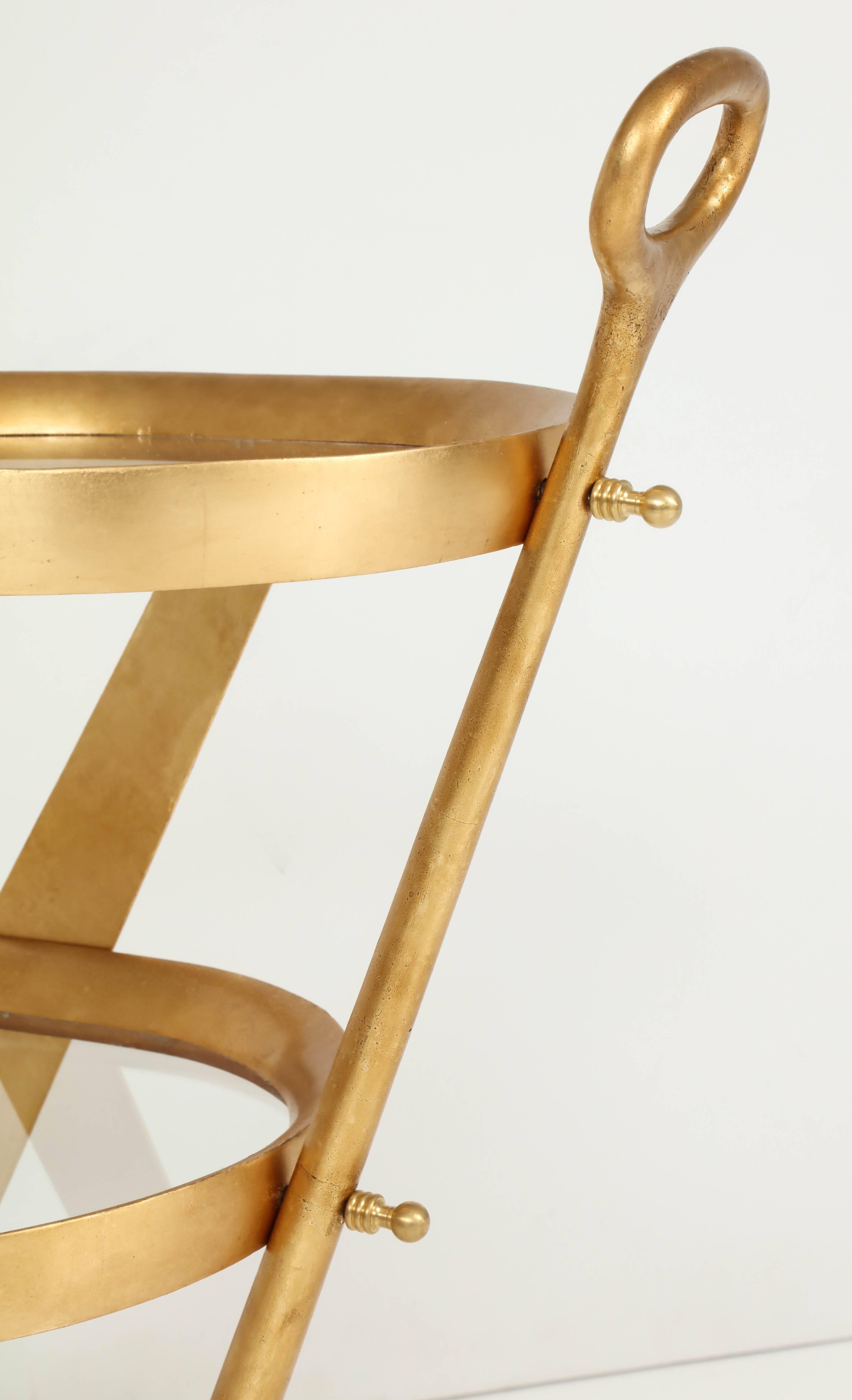 Bar Cart by Aldo Tura, Gold Leaf, Italy, circa 1950 In Excellent Condition In New York, NY