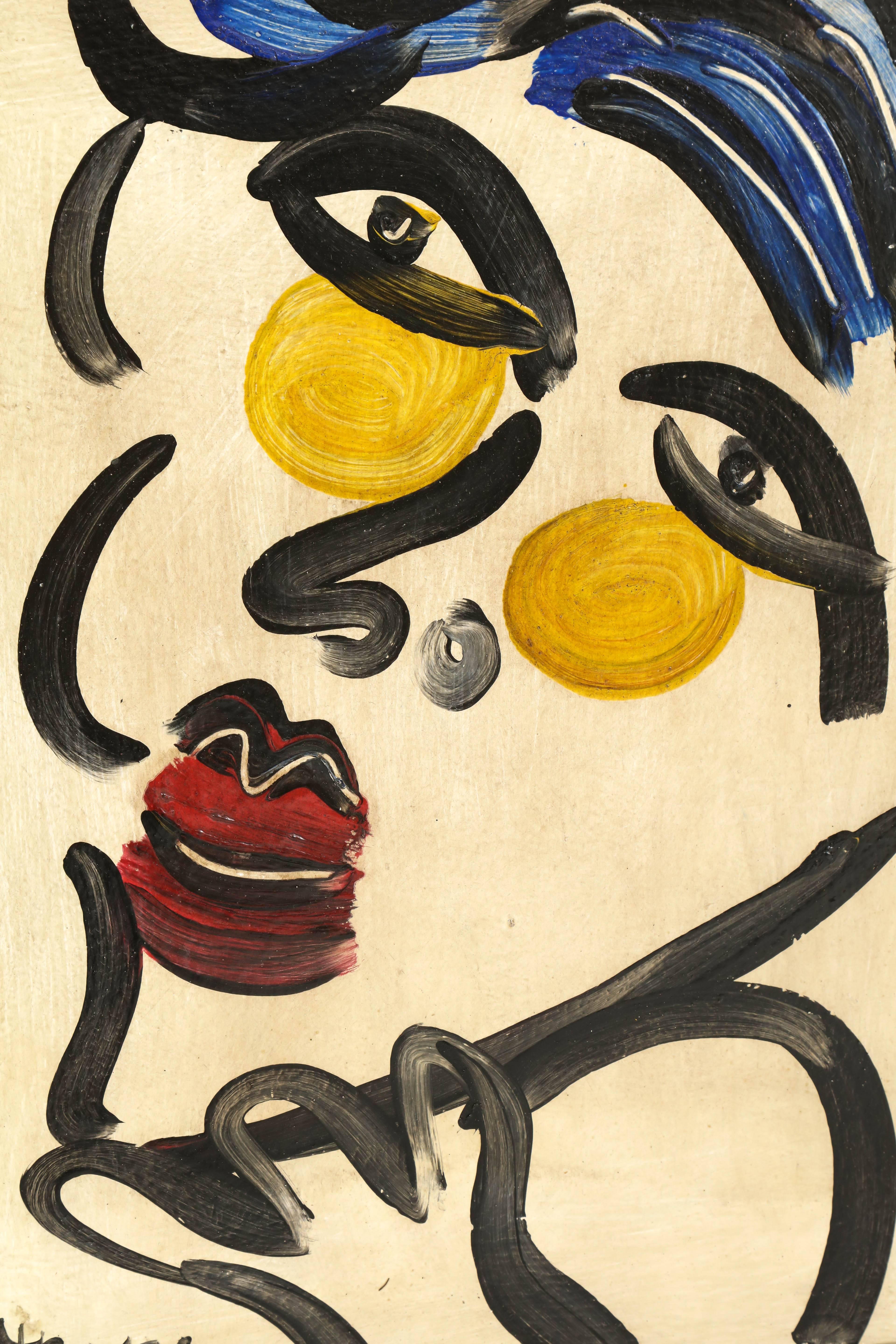 Mid-Century Modern Painting by Peter Keil, Mid-Century, circa 1964, Cream, Black, Yellow, Red, Blue