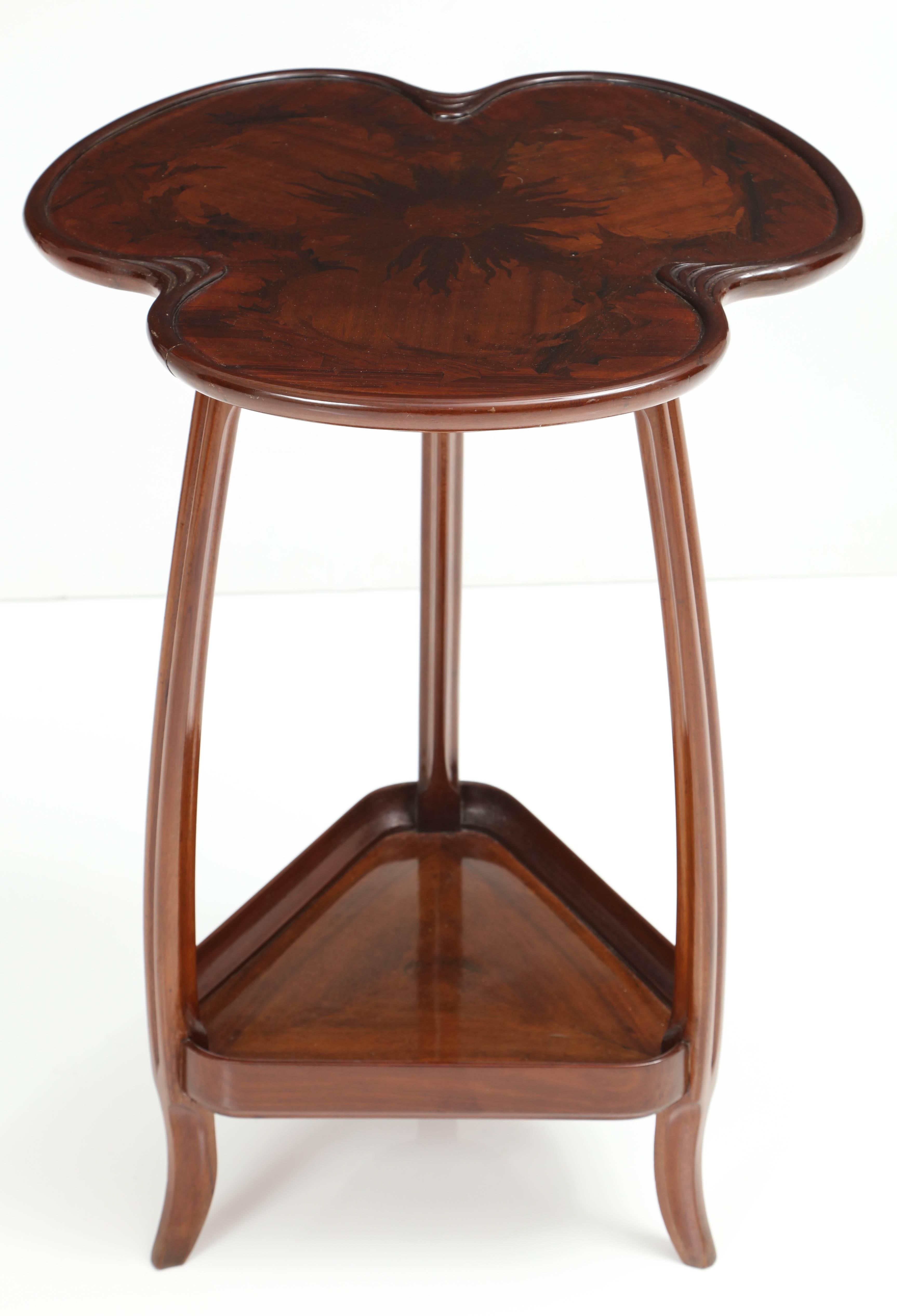 French Rosewood and Mahogany Art Nouveau Gueridon Table by Majorelle