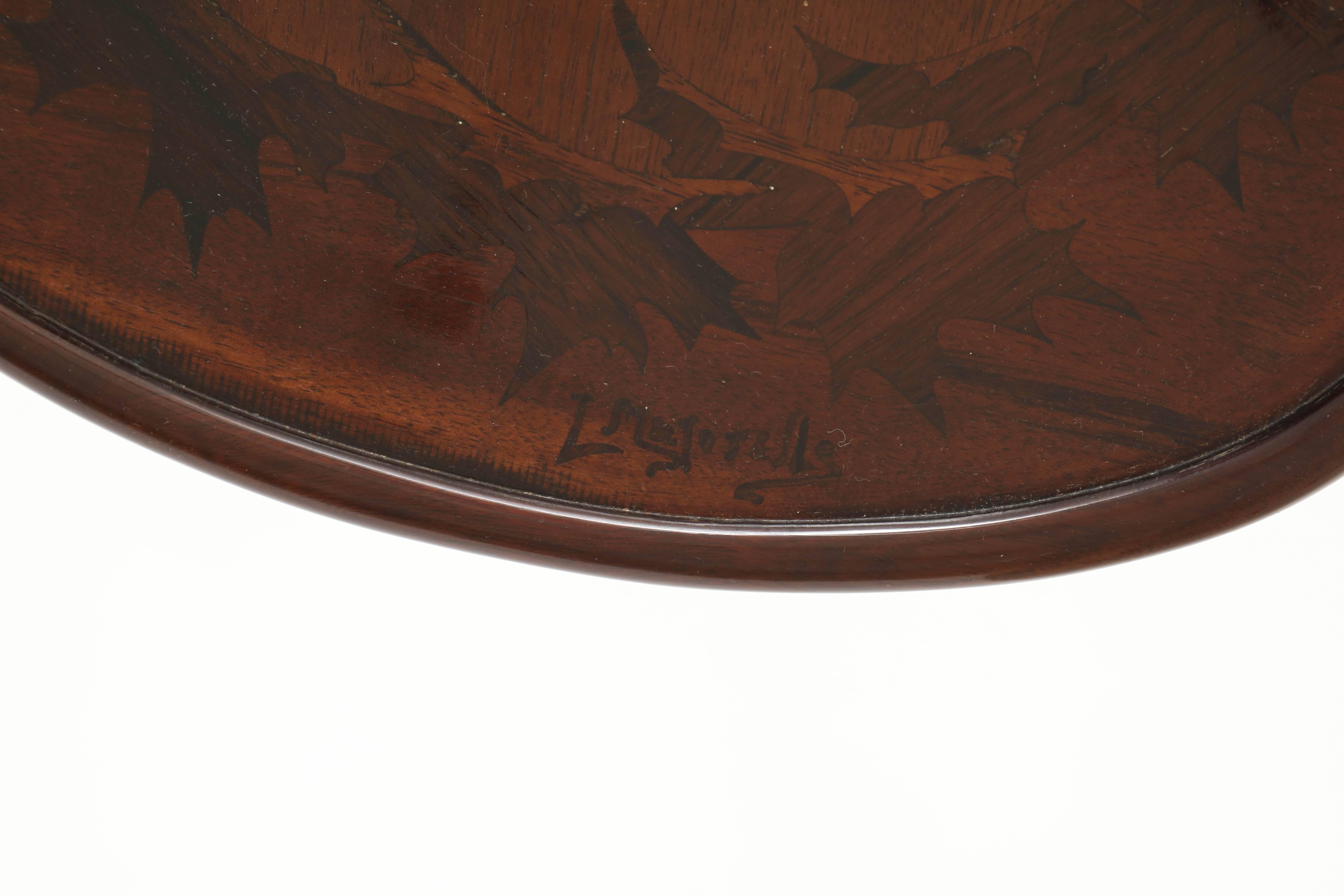 Rosewood and Mahogany Art Nouveau Gueridon Table by Majorelle 1