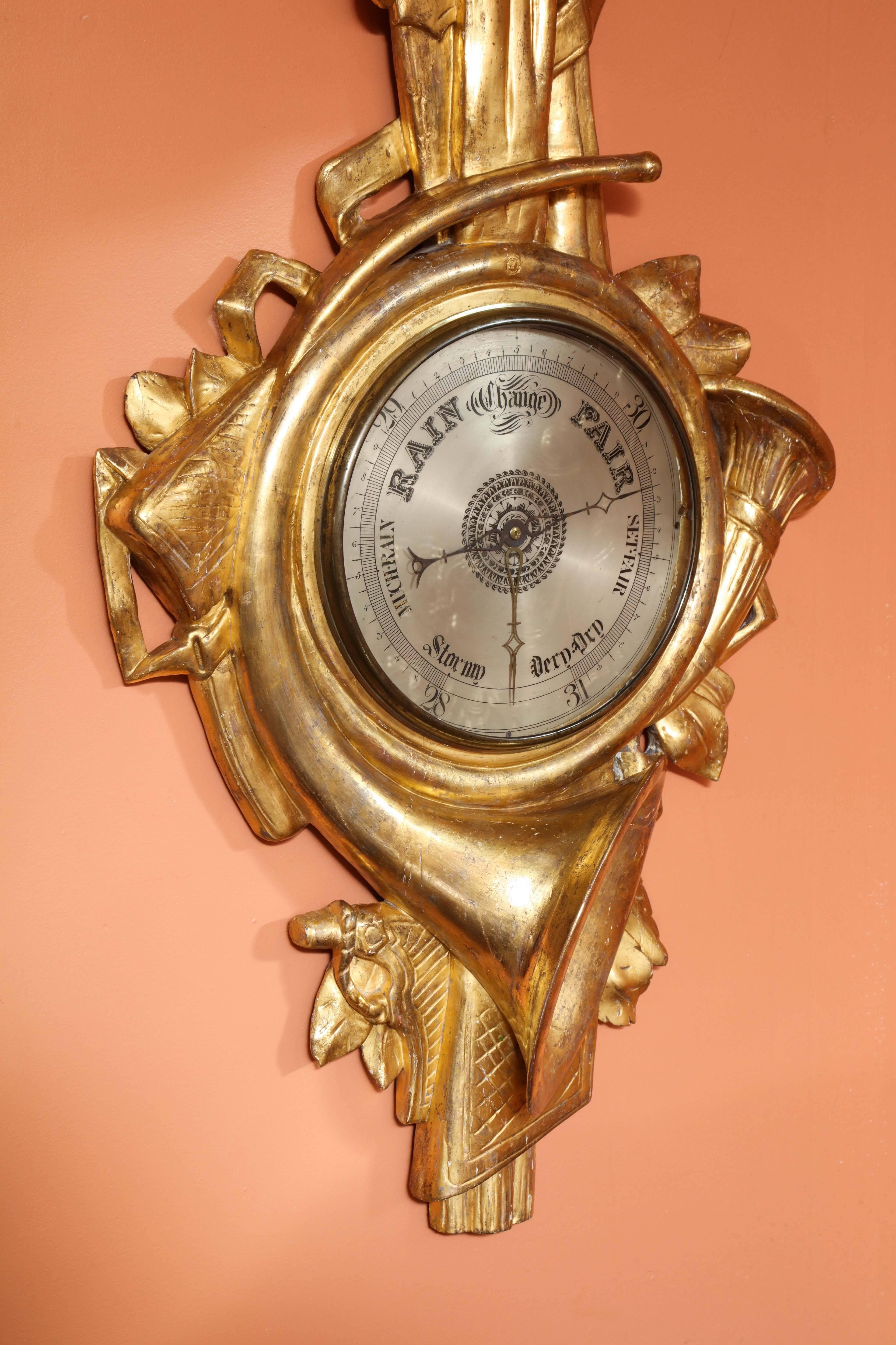 Napoleon III Fine French Carved Giltwood Barometer