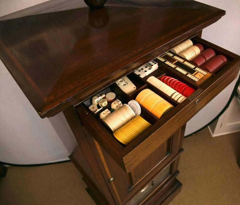 Art Deco 1920s Mahogany Dry Bar, Complete with Humidor and Game Compendium For Sale