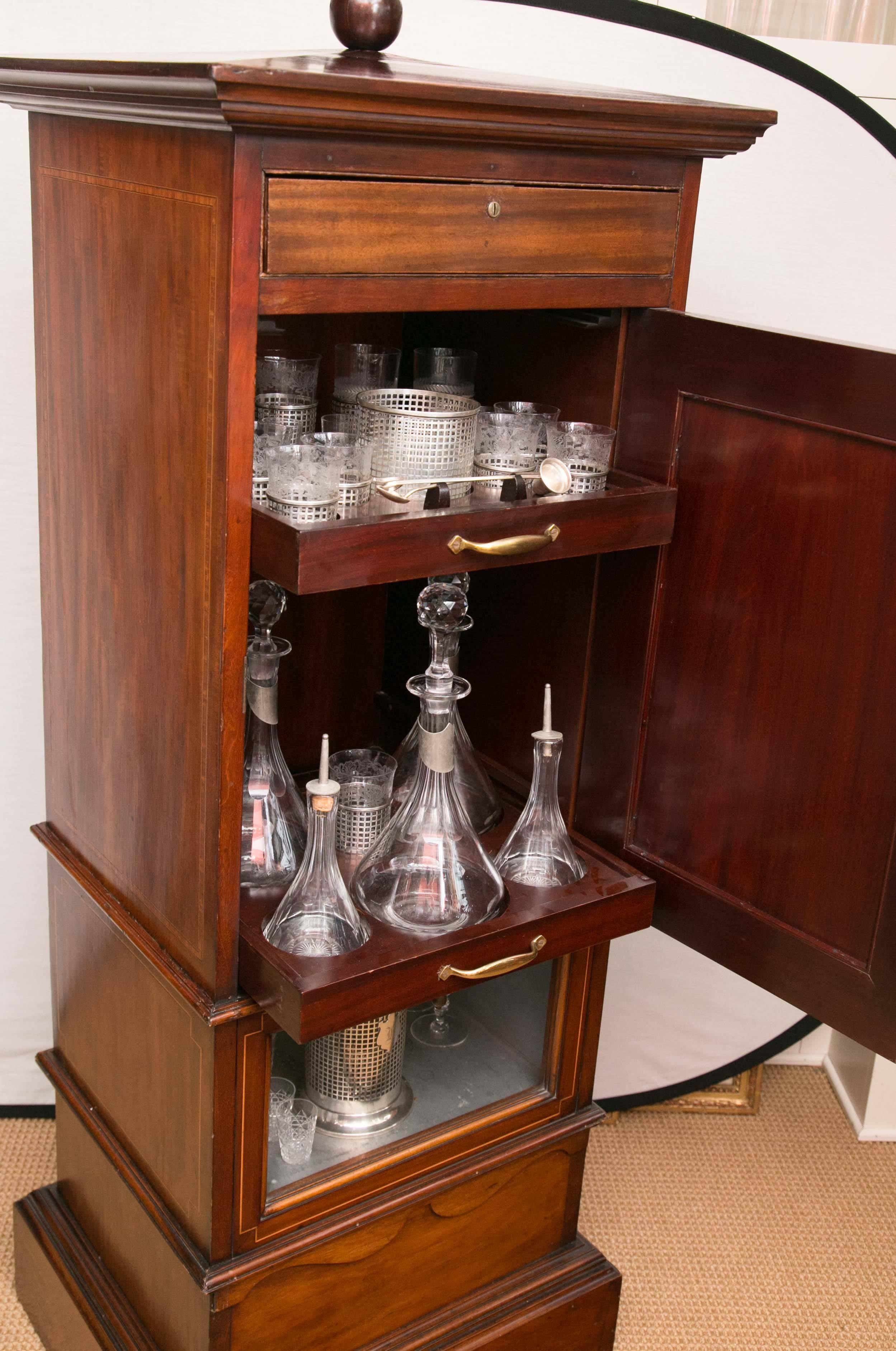 Art Deco 1920s Mahogany Dry Bar, Complete with Humidor and Game Compendium