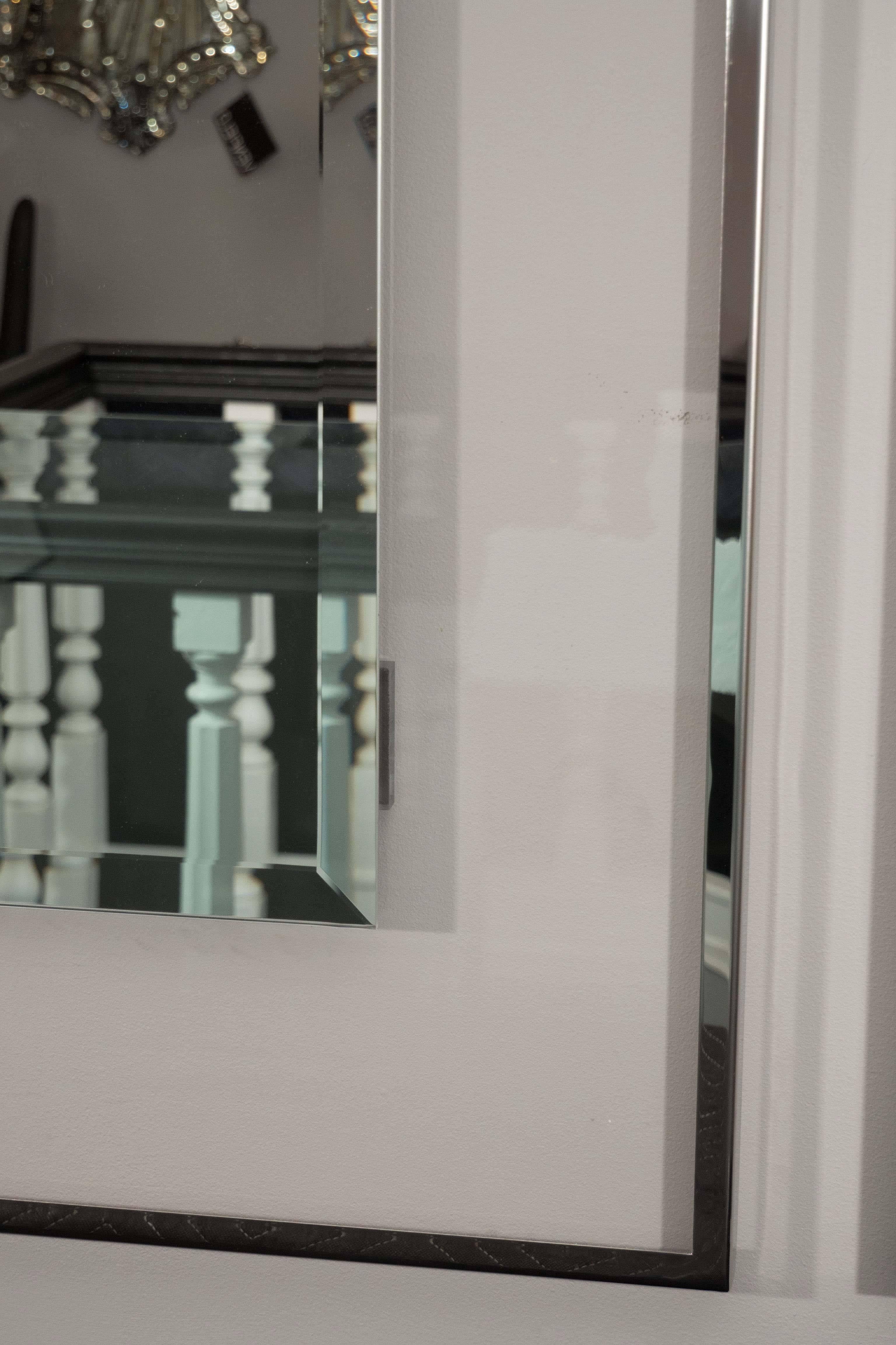Custom Lucite and Mirrored Stainless Steel Trimmed Mirror In condizioni Nuovo in vendita a New York, NY