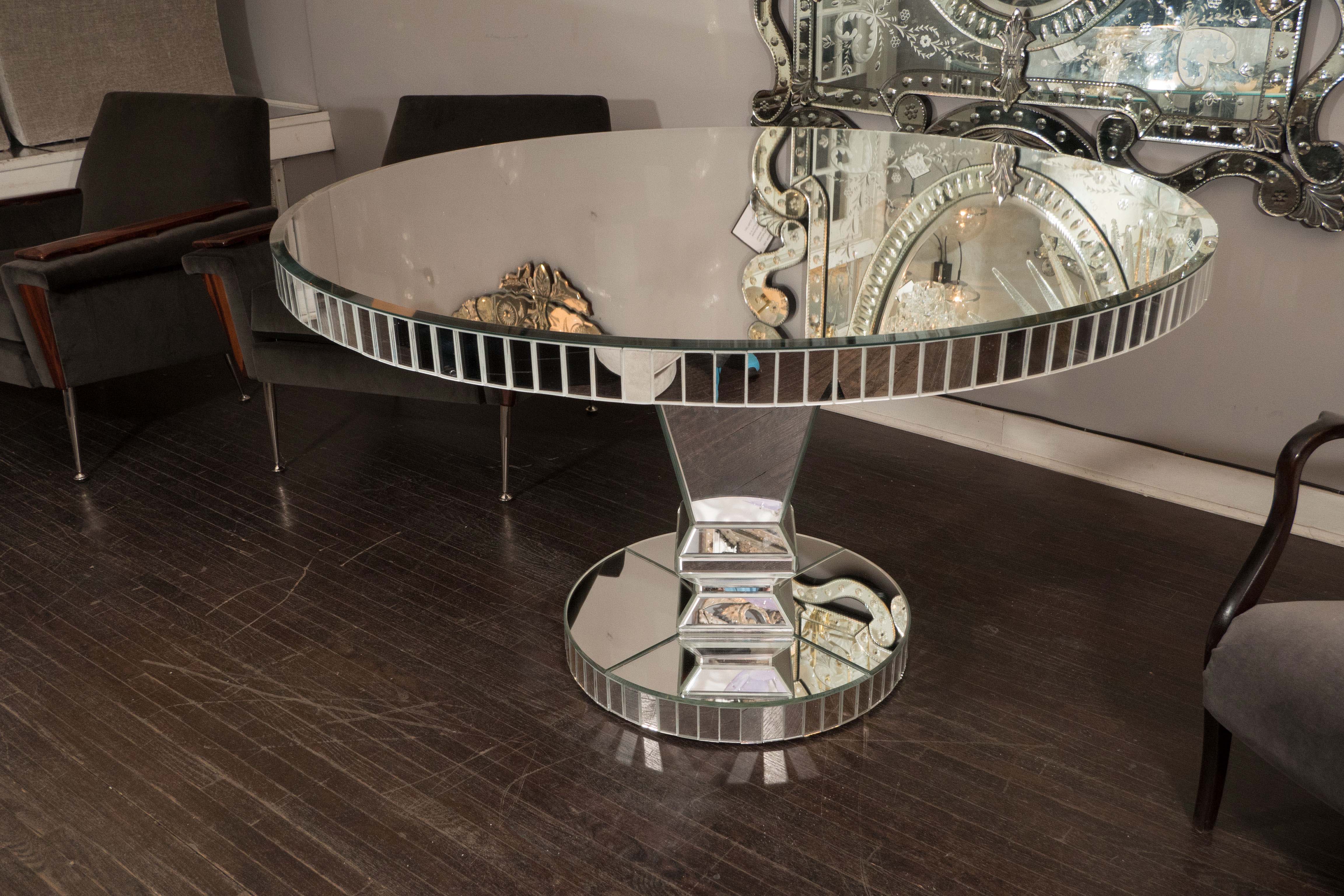 Custom Round Mirrored Dining Table - Glass Mirror Dining Room Table Custom Round Mirrored Dining Table - Glass Mirror Dining Room Table