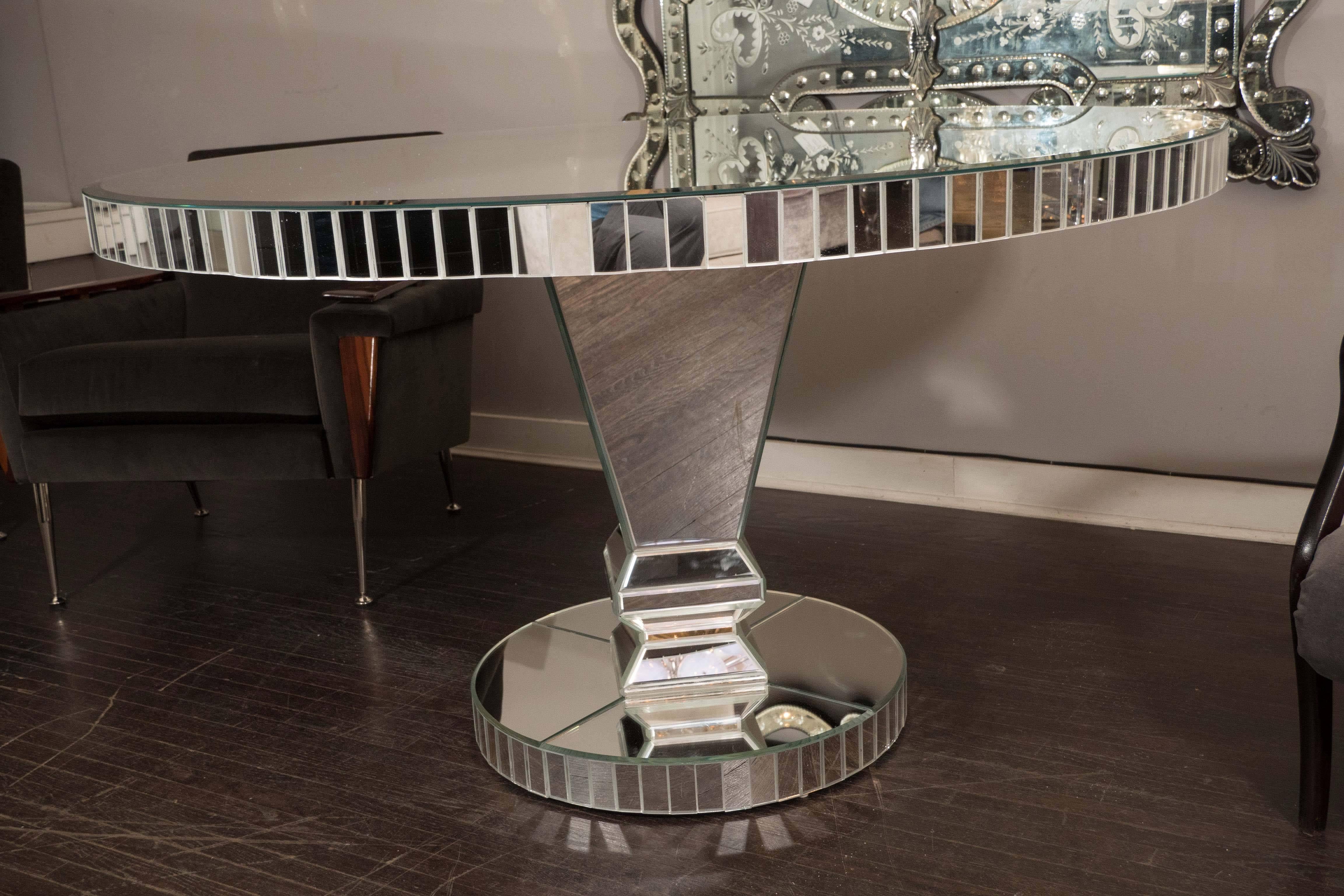 mirrored round dining table