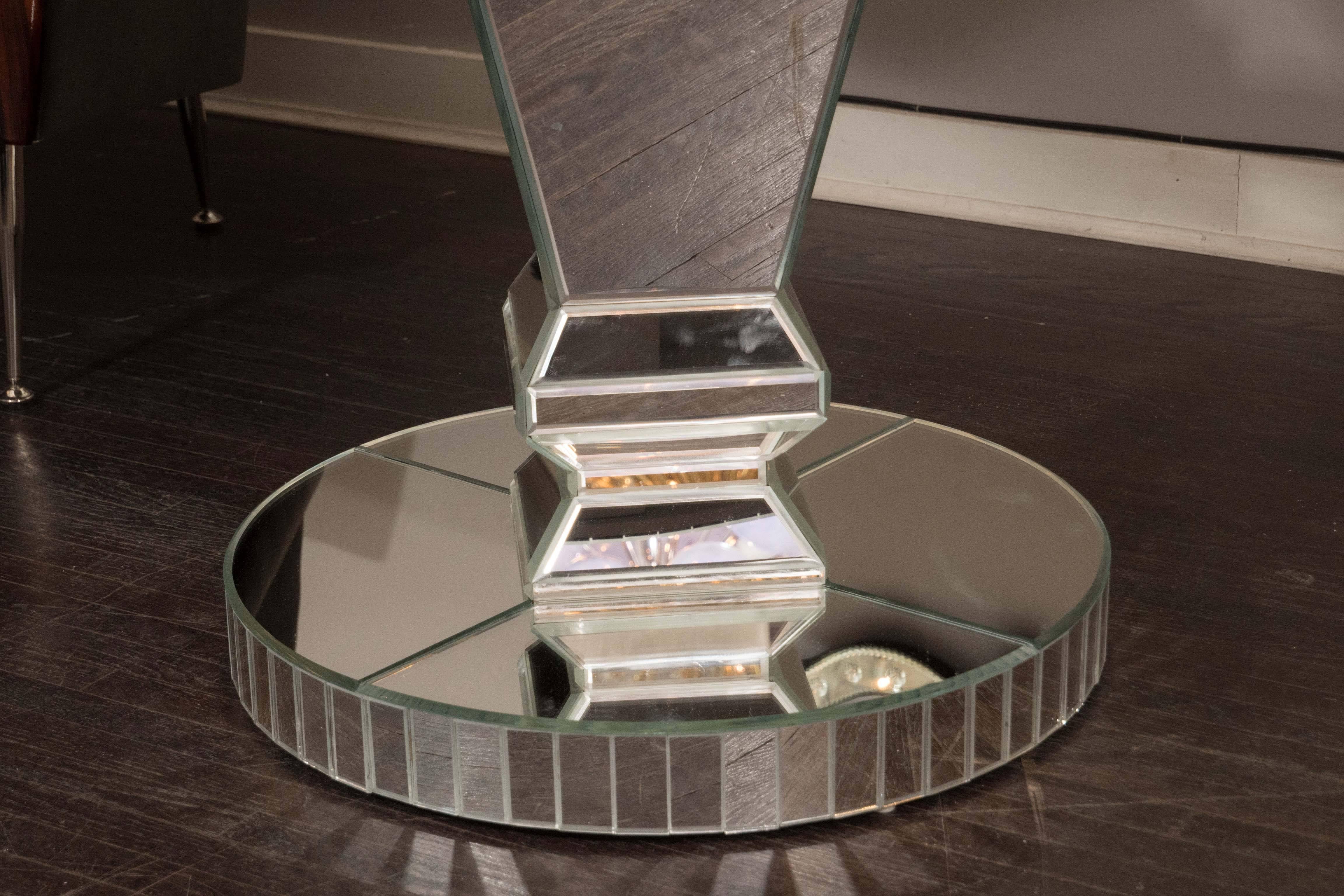Américain Table de salle à manger ronde en miroir sur mesure en vente