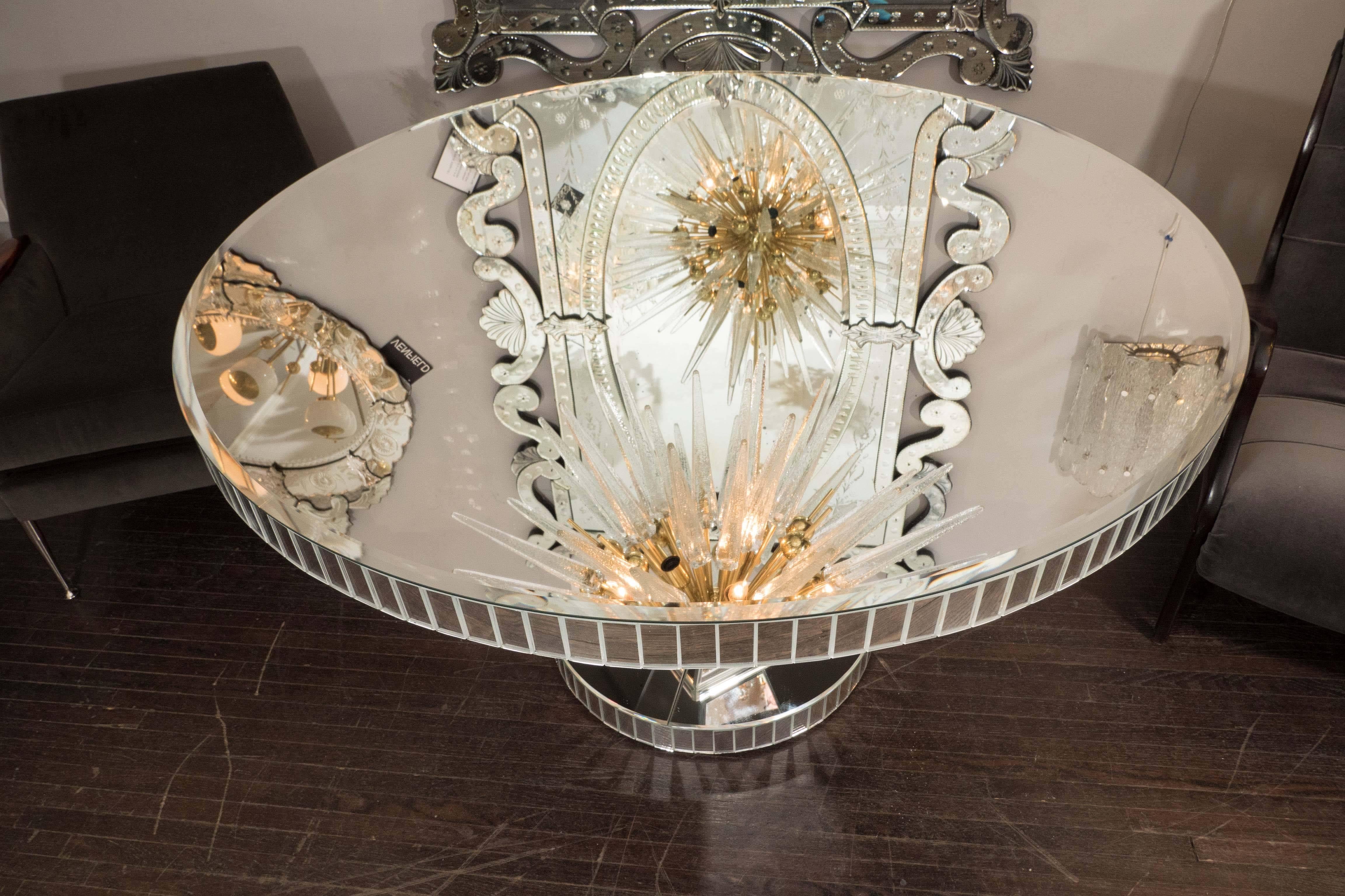 Custom Round Mirrored Dining Table In Excellent Condition For Sale In New York, NY