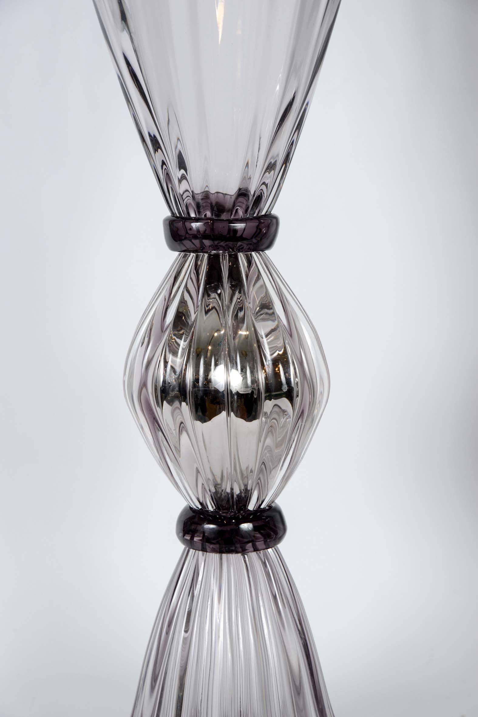 Italian Pair of Vase in Murano Glass Signed by Toso