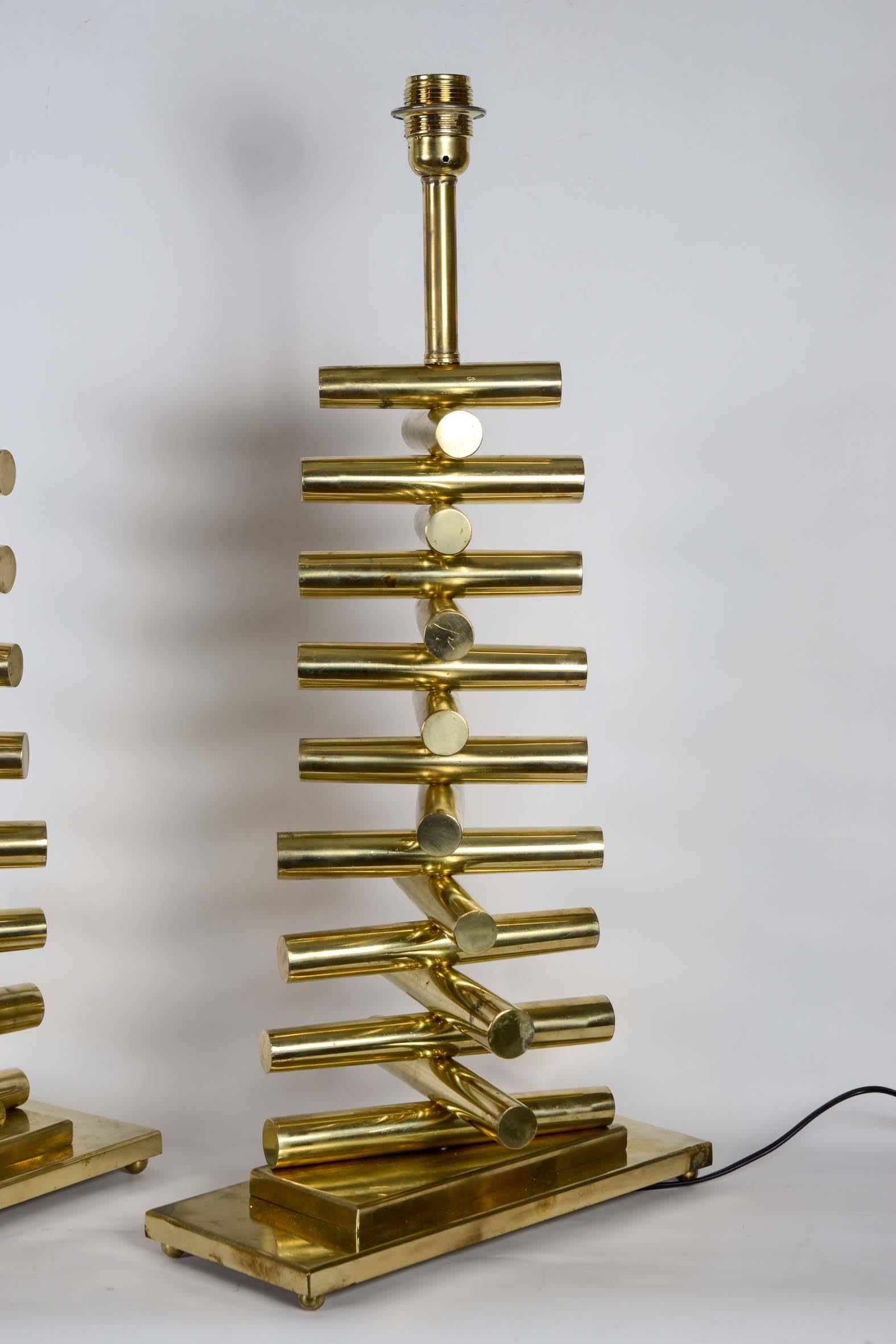Pair of Table Lamps All in Brass 1