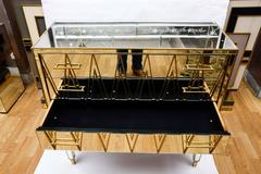 Italian Commode in Mirror and Brass with Three Drawers