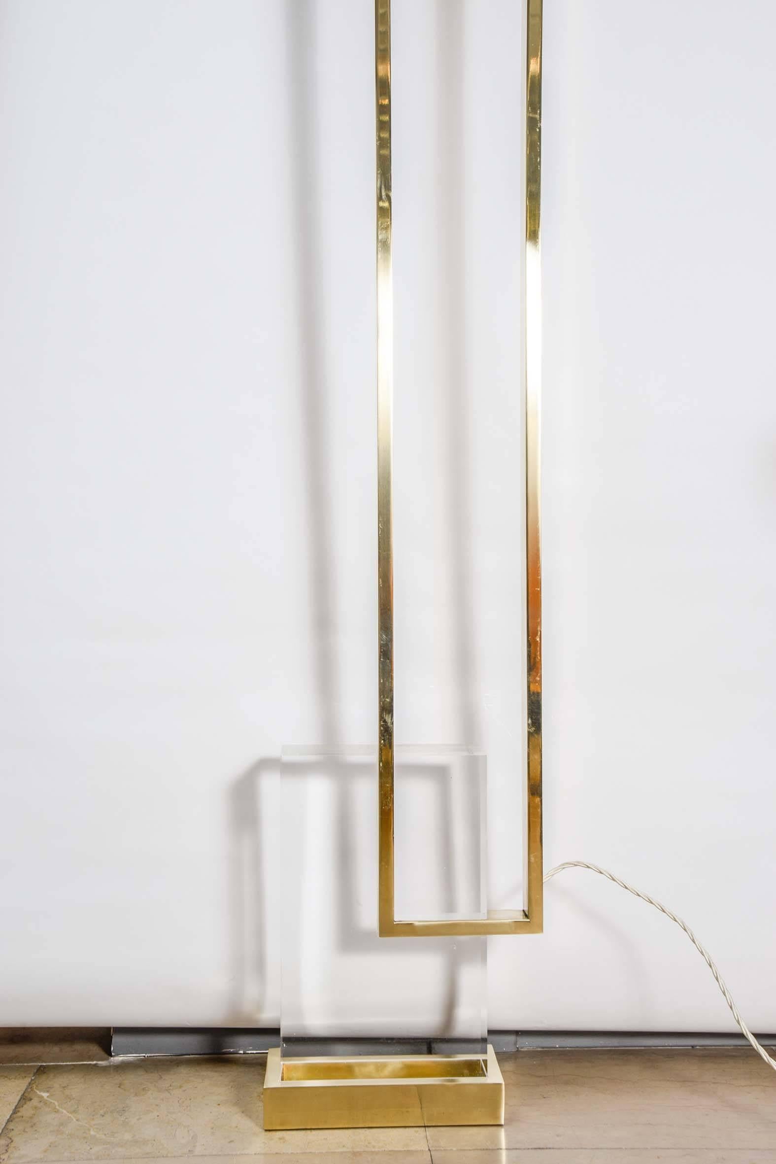 Modern Pair of Brass Floor Lamps