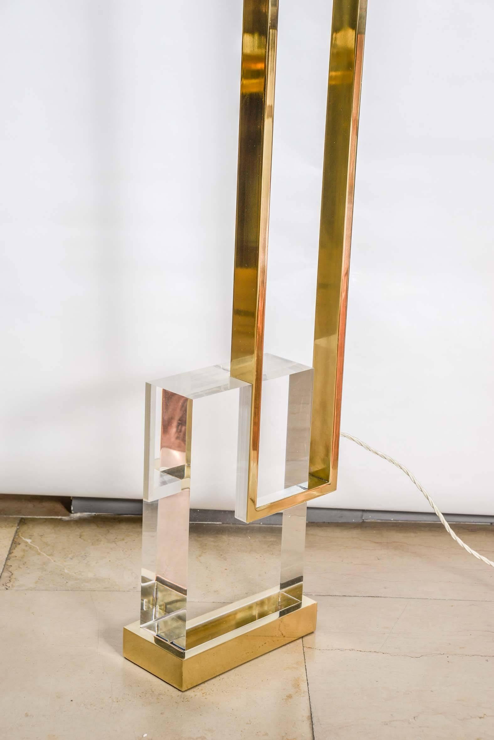 Contemporary Pair of Brass Floor Lamps