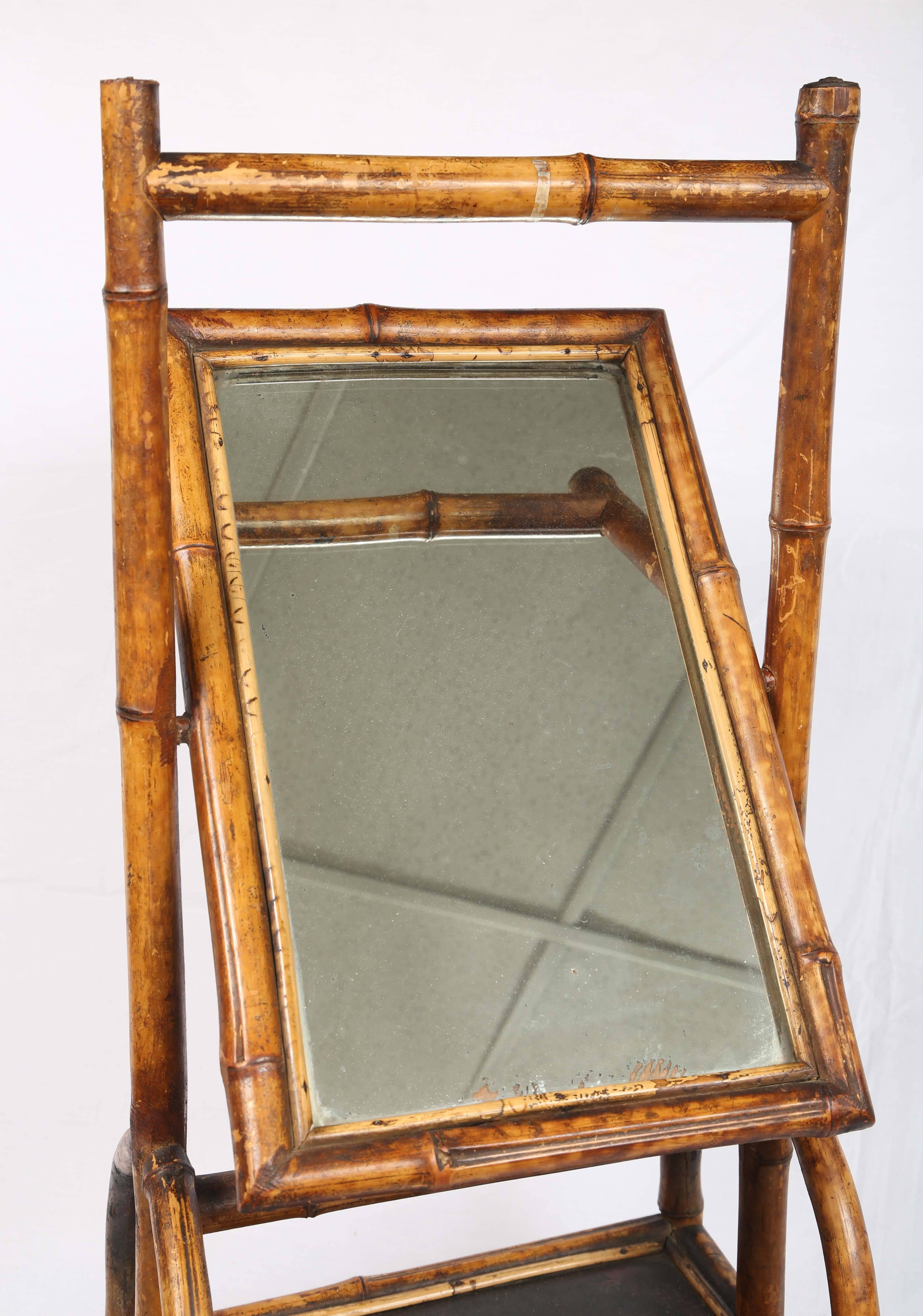 19th Century Bamboo Shaving or Make-Up Mirror Stand In Good Condition In West Palm Beach, FL