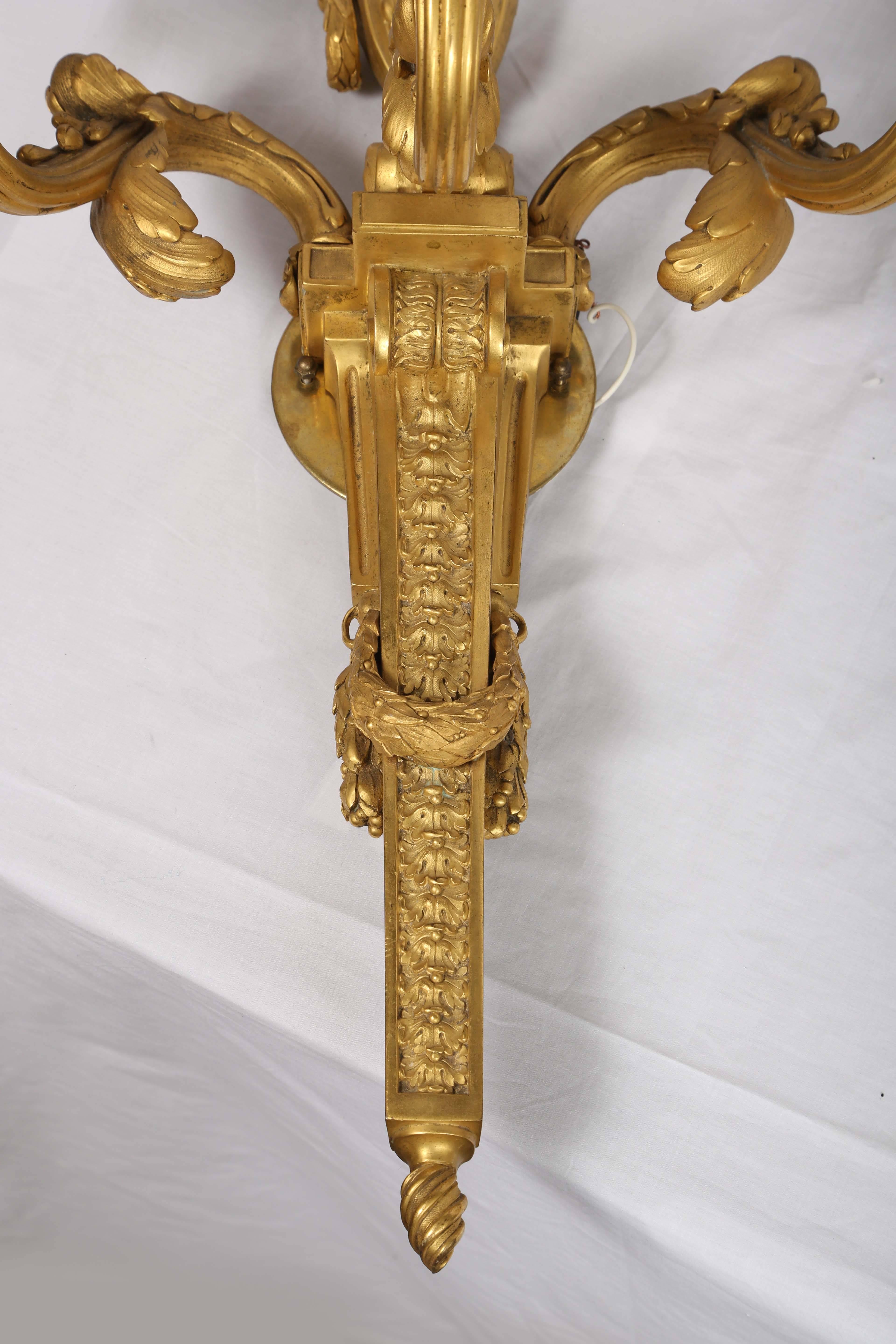 American Magnificent Set of Four Dore Bronze Sconces Attrbuted to Caldwell