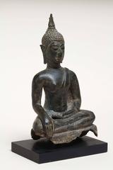 Thai Bronze Buddha on Black Stand, 19th Century, Old Collection