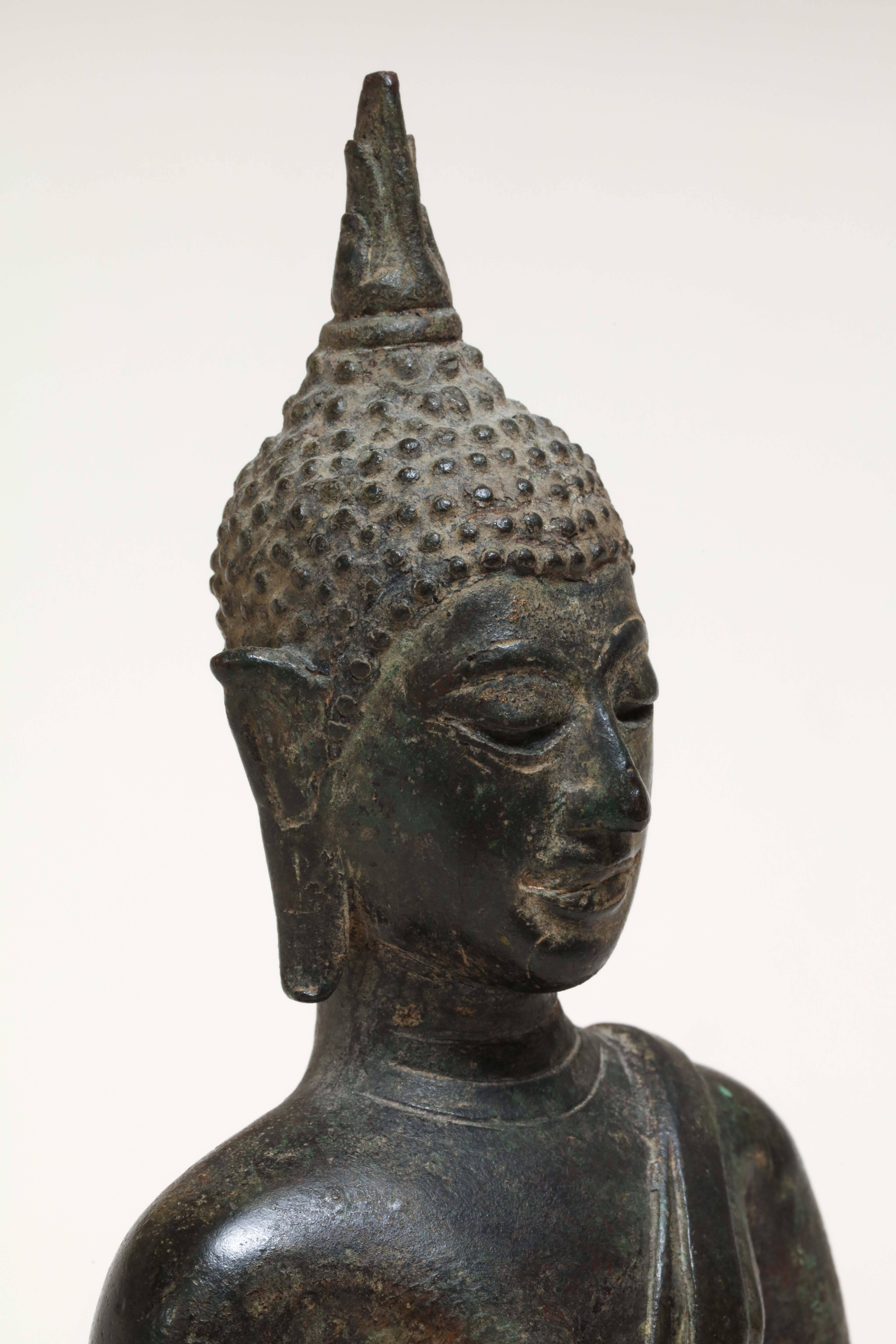 Thai Bronze Buddha on Black Stand, 19th Century, Old Collection 2