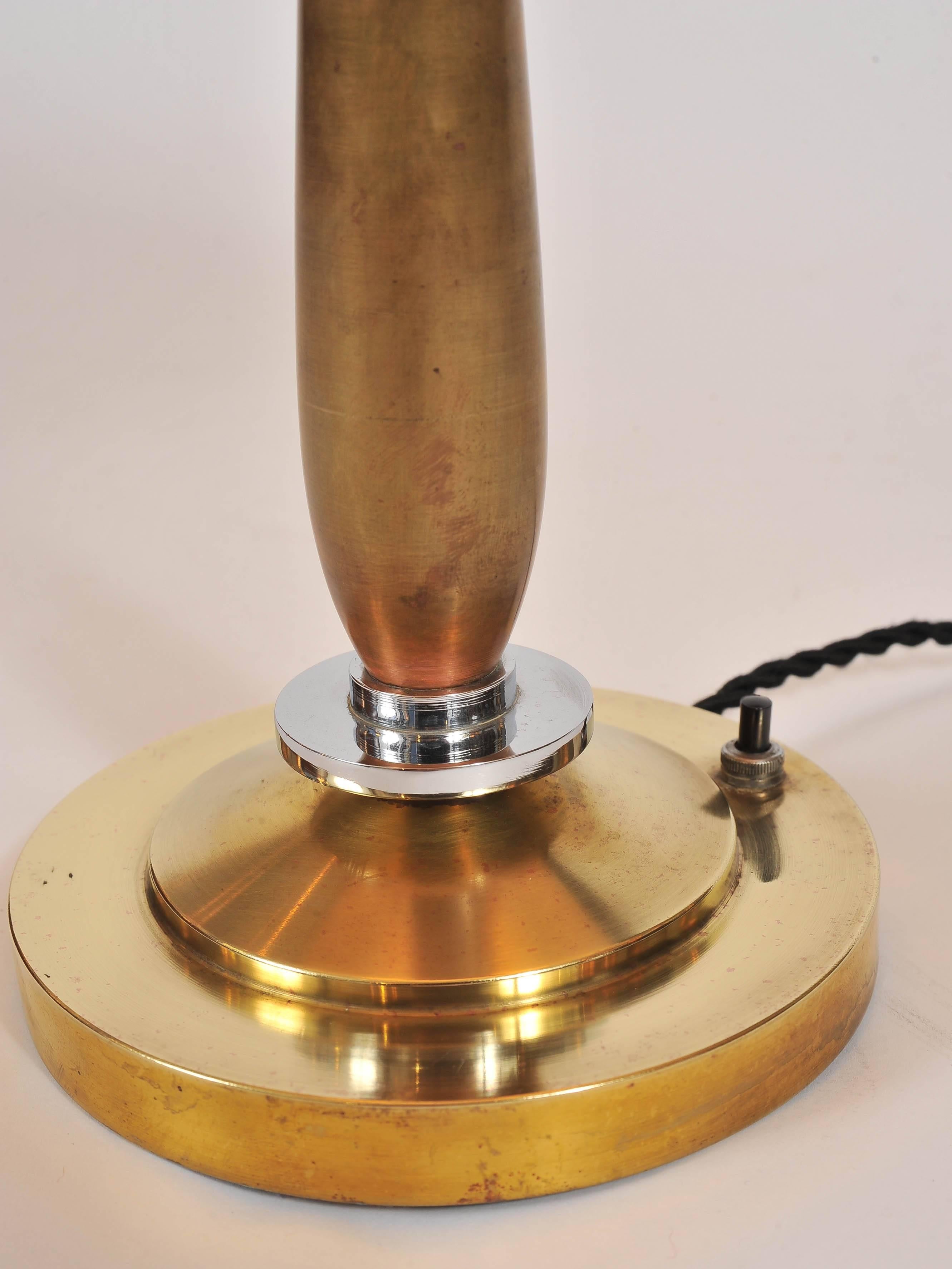 Brass 1930s French Domed Table Lamp