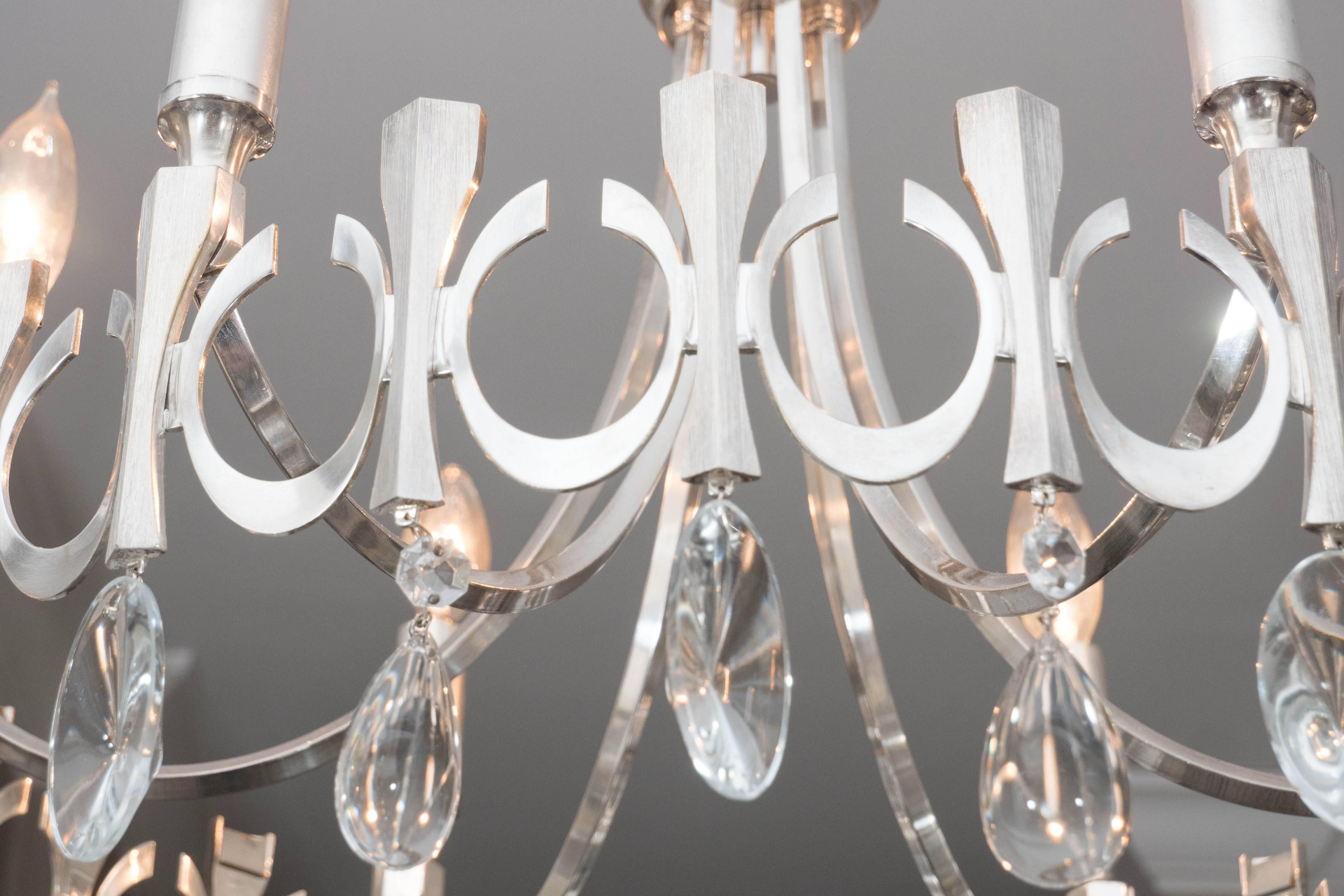 20th Century Silverplate Six-Light Chandelier Attributed to Sciolari For Sale
