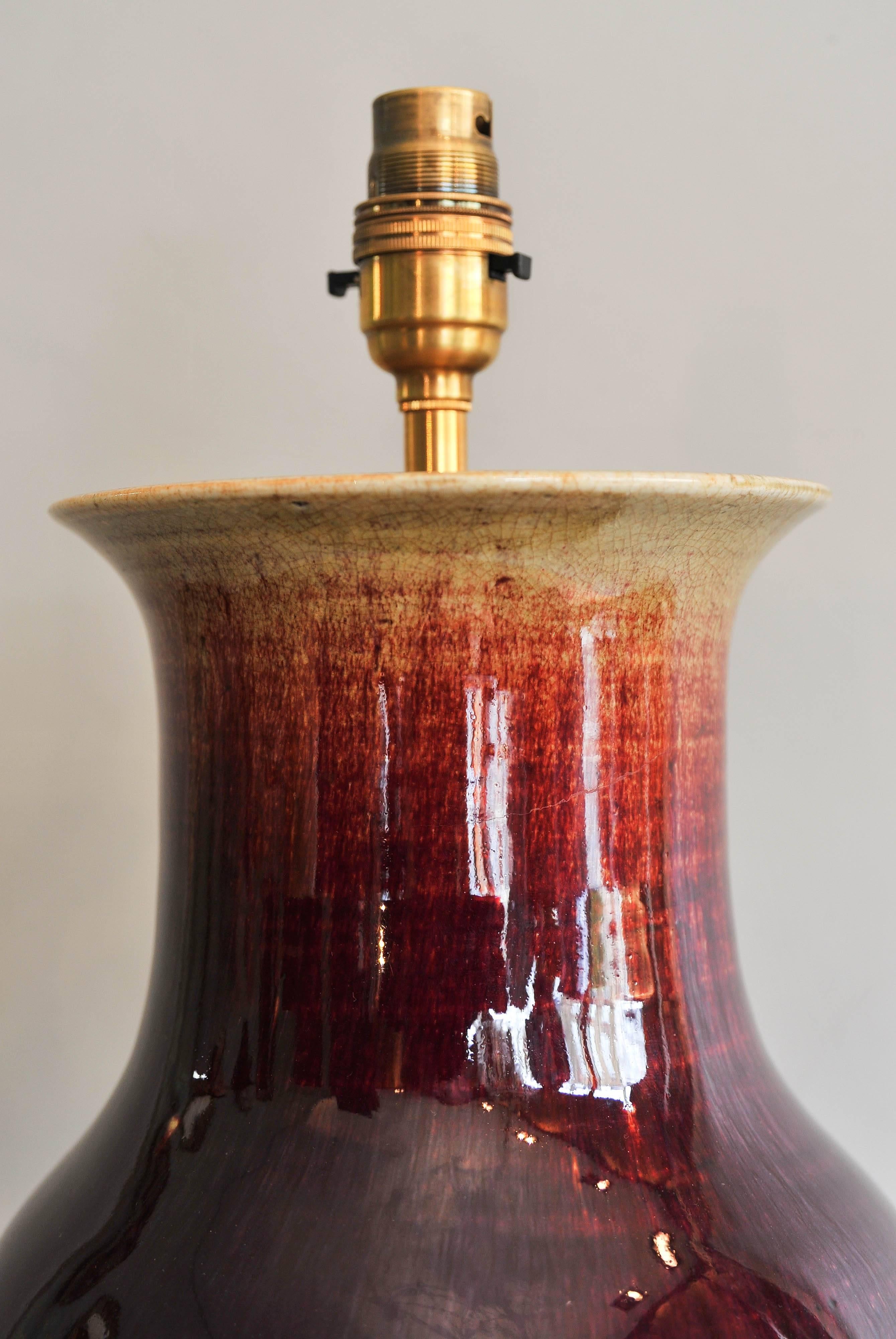 19th Century, Chinese Sang de Boeuf Vase as a Lamp In Good Condition In London, GB