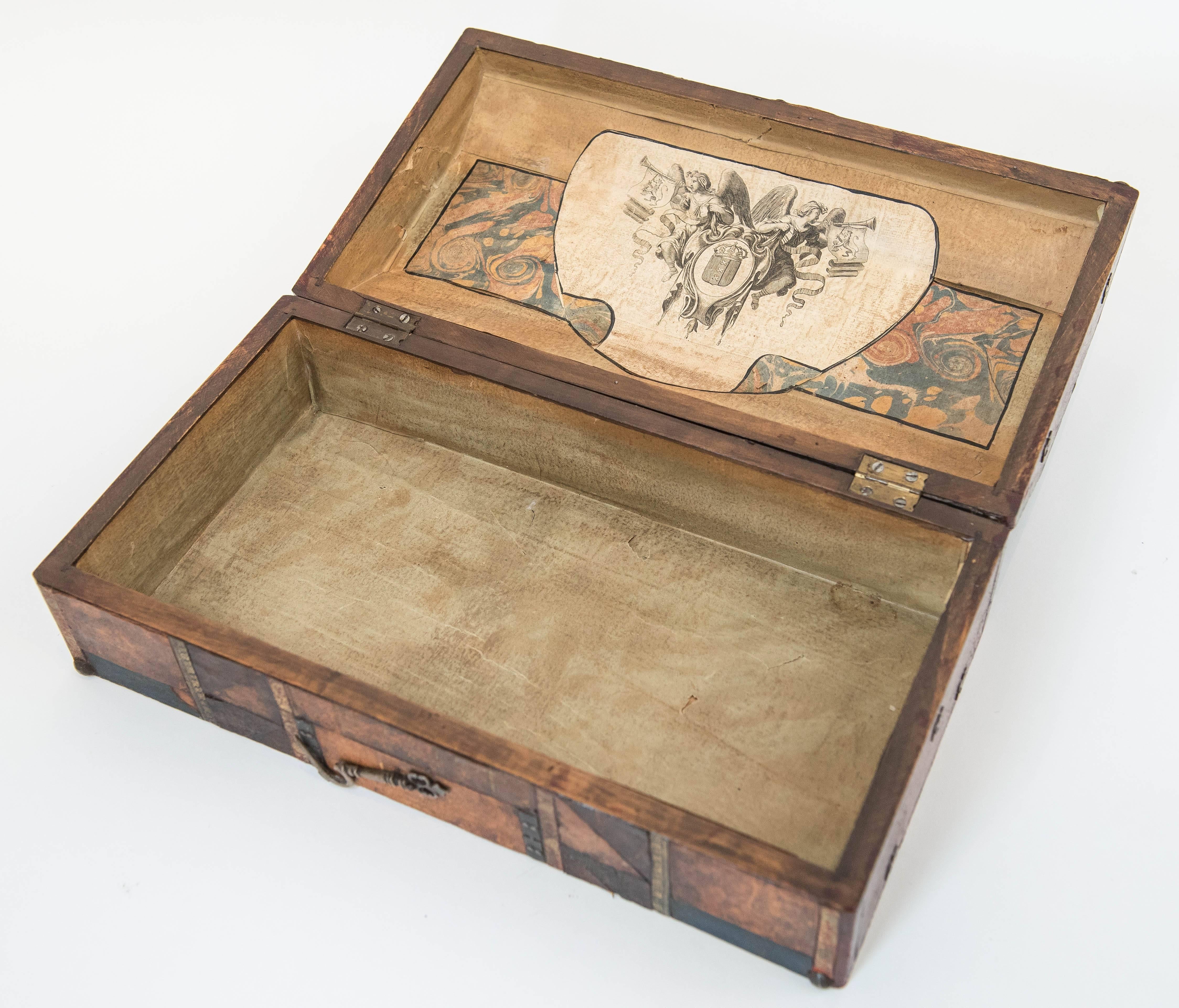 English Leather Patchwork Document Box from Europe, circa 1880