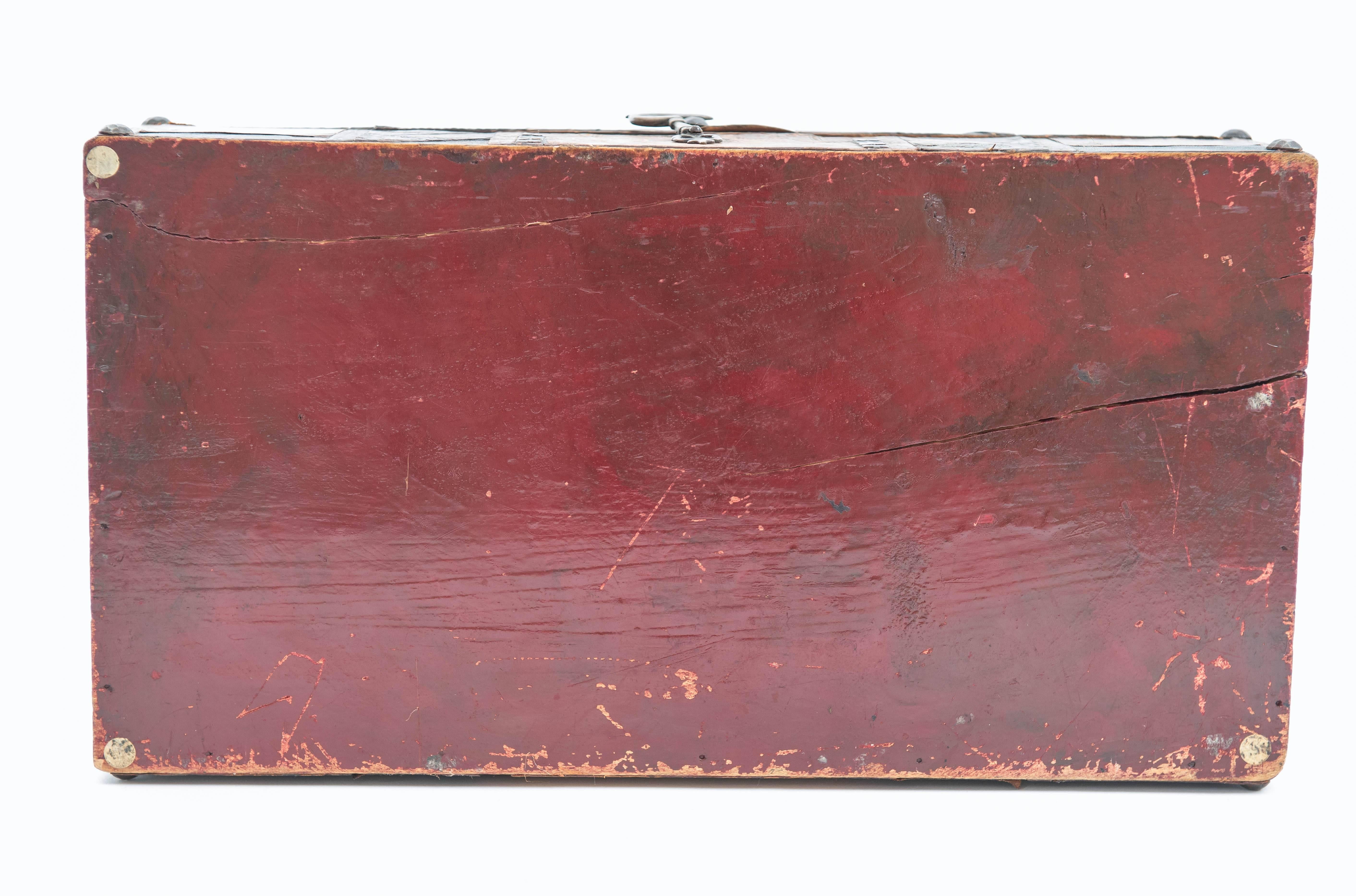 Late 19th Century Leather Patchwork Document Box from Europe, circa 1880
