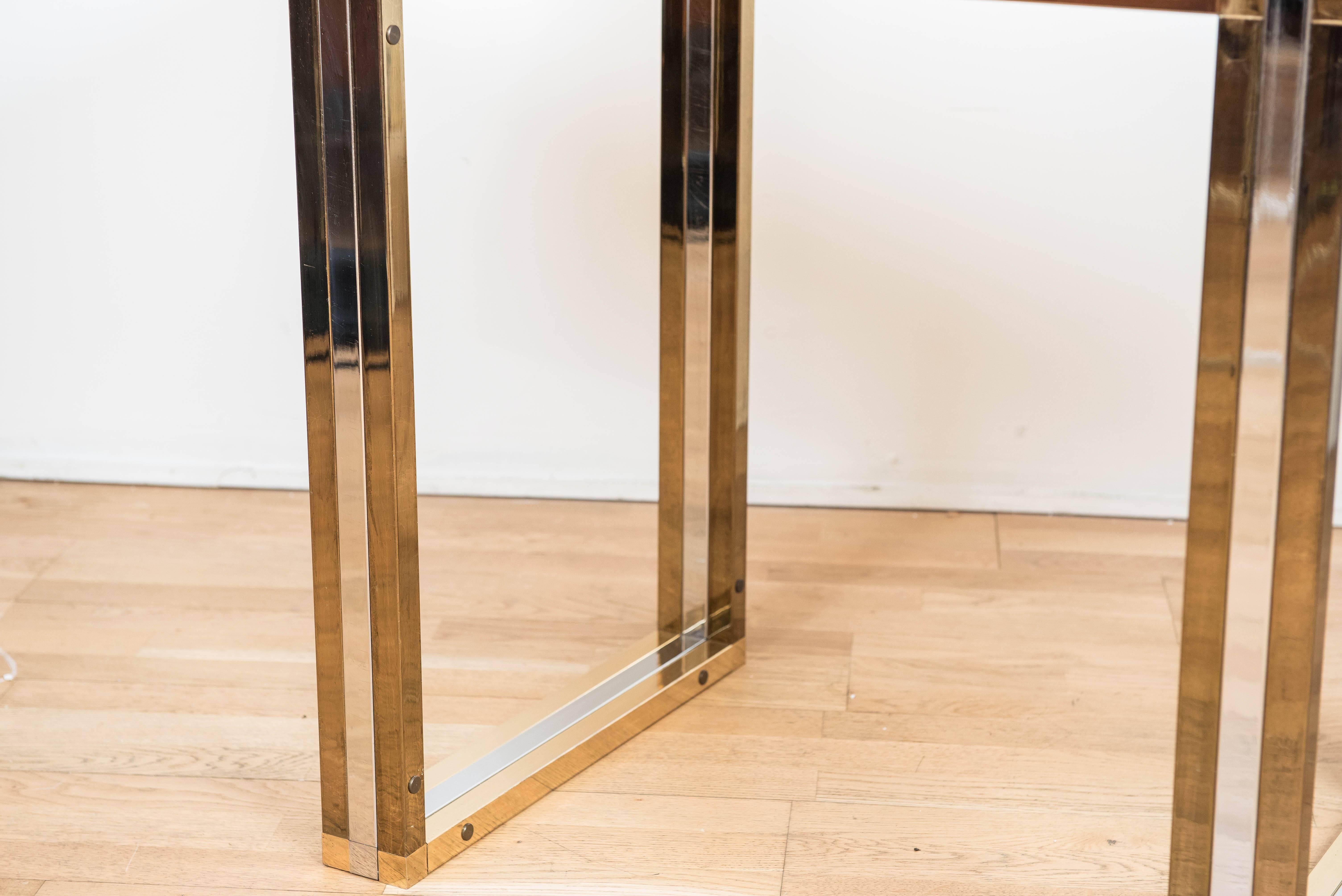 Brass and Chrome Console Table Attributed to Romeo Rega In Excellent Condition In Toronto, ON