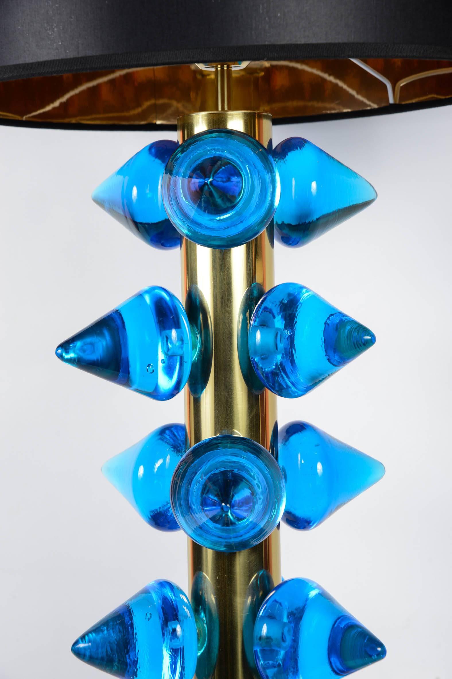 Italian Pair of Murano Glass Lamps Designed by Juanluca Fontana For Sale