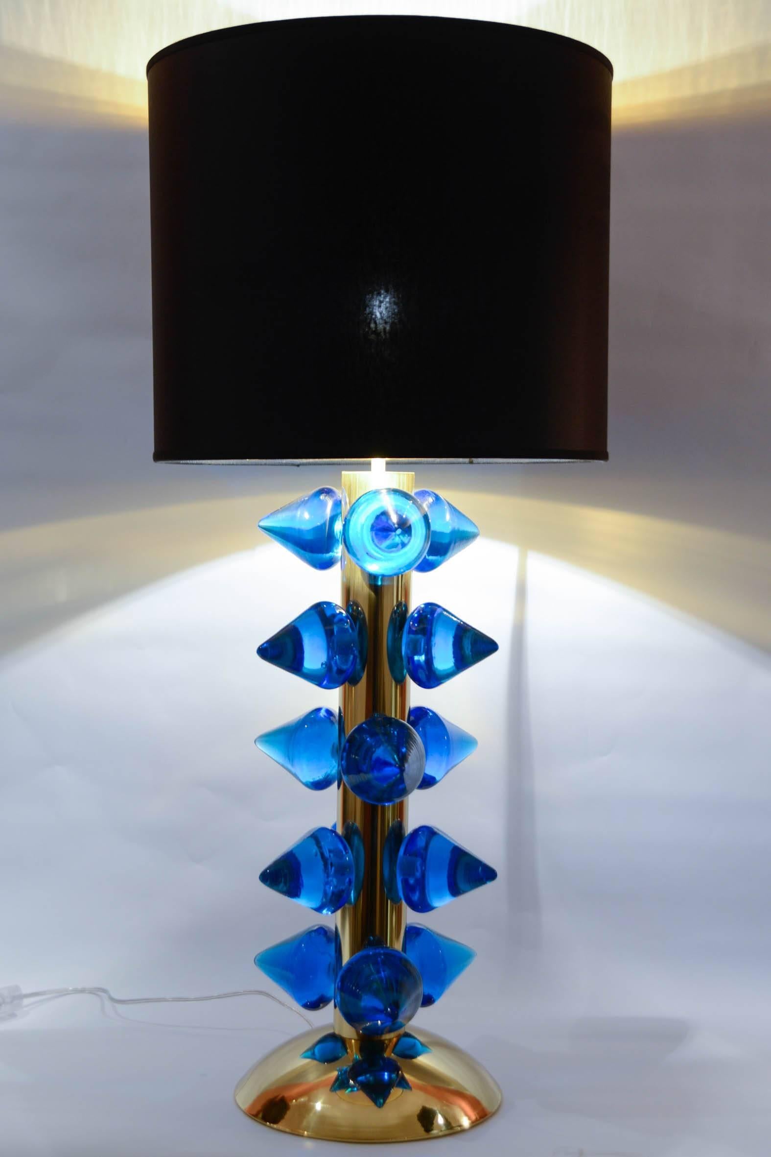 Contemporary Pair of Murano Glass Lamps Designed by Juanluca Fontana For Sale