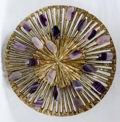 Pair of bronze sconces with purple agates stones