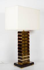 Paire de lampes en verre fumé et laiton conçue par Juanluca Fontana