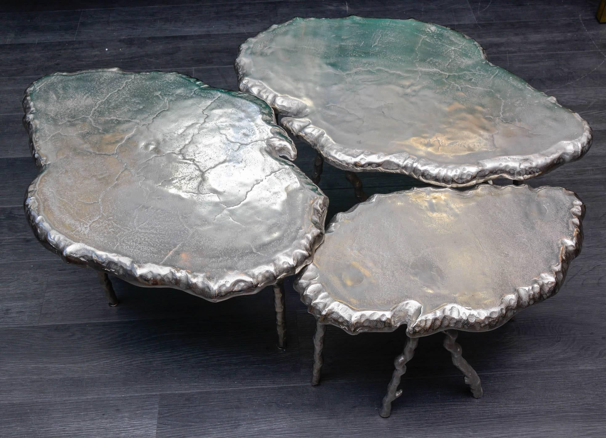 French Pair of Side Tables or Set of Cocktail Tables