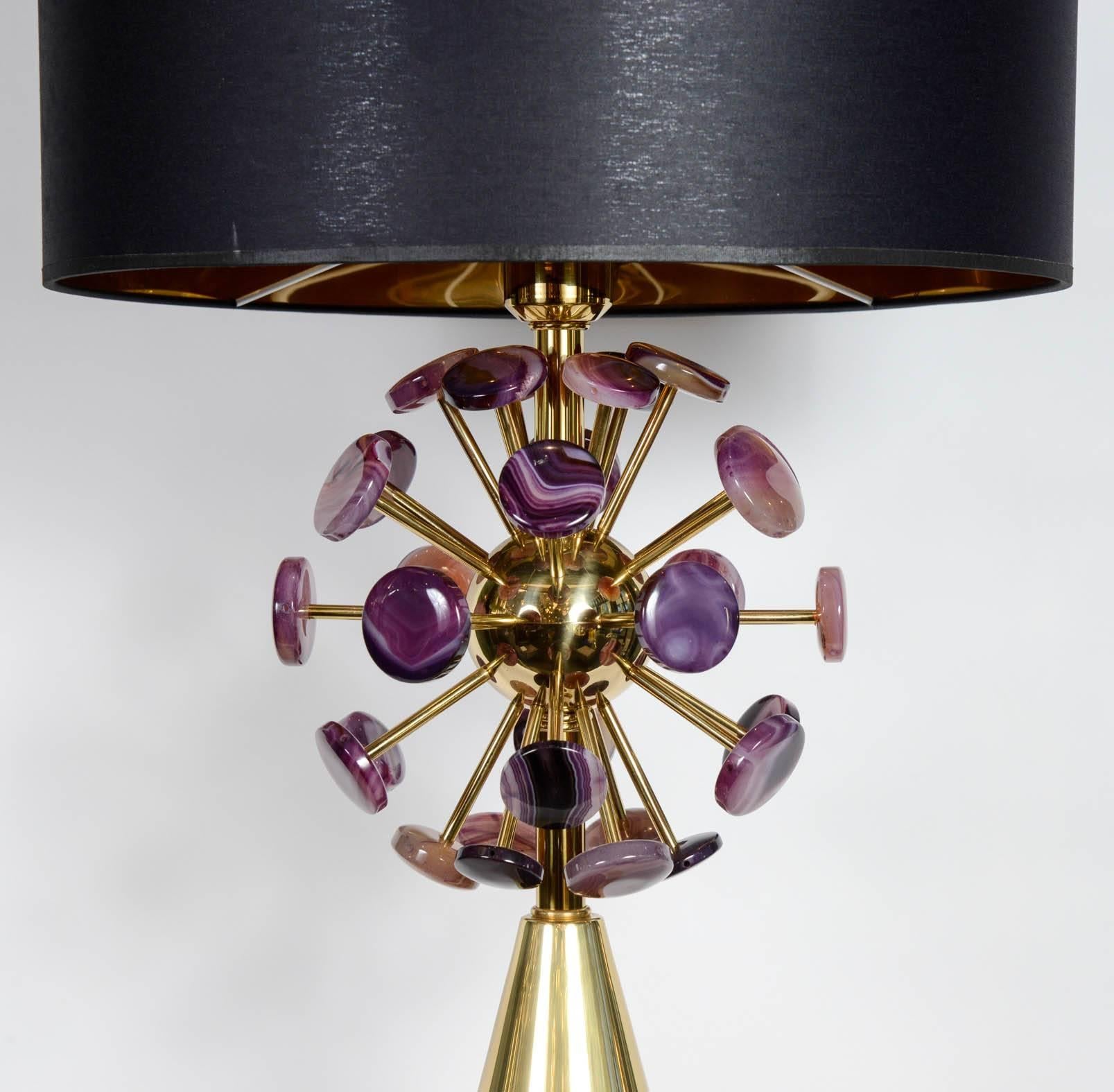 One of a kind 
Pair of lamps with purple agates
Designed for Régis Royant Gallery.