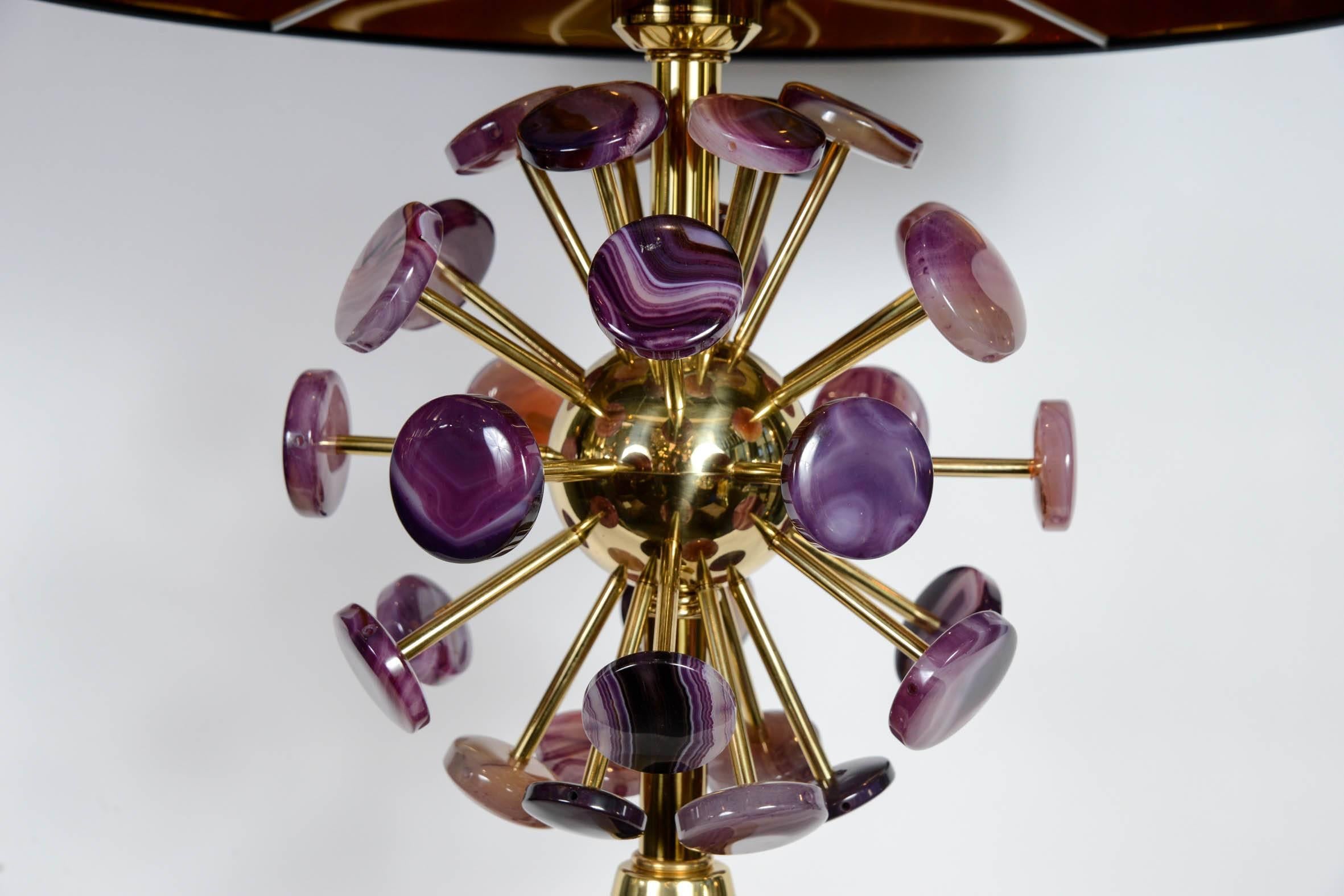 Pair of Lamps with Agates Stones by Juanluca Fontana In Excellent Condition In Bois-Colombes, FR