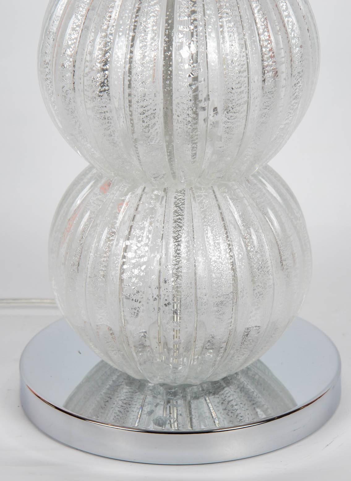 Very elegant pair of Murano glass lamp in the style of Cenedese.