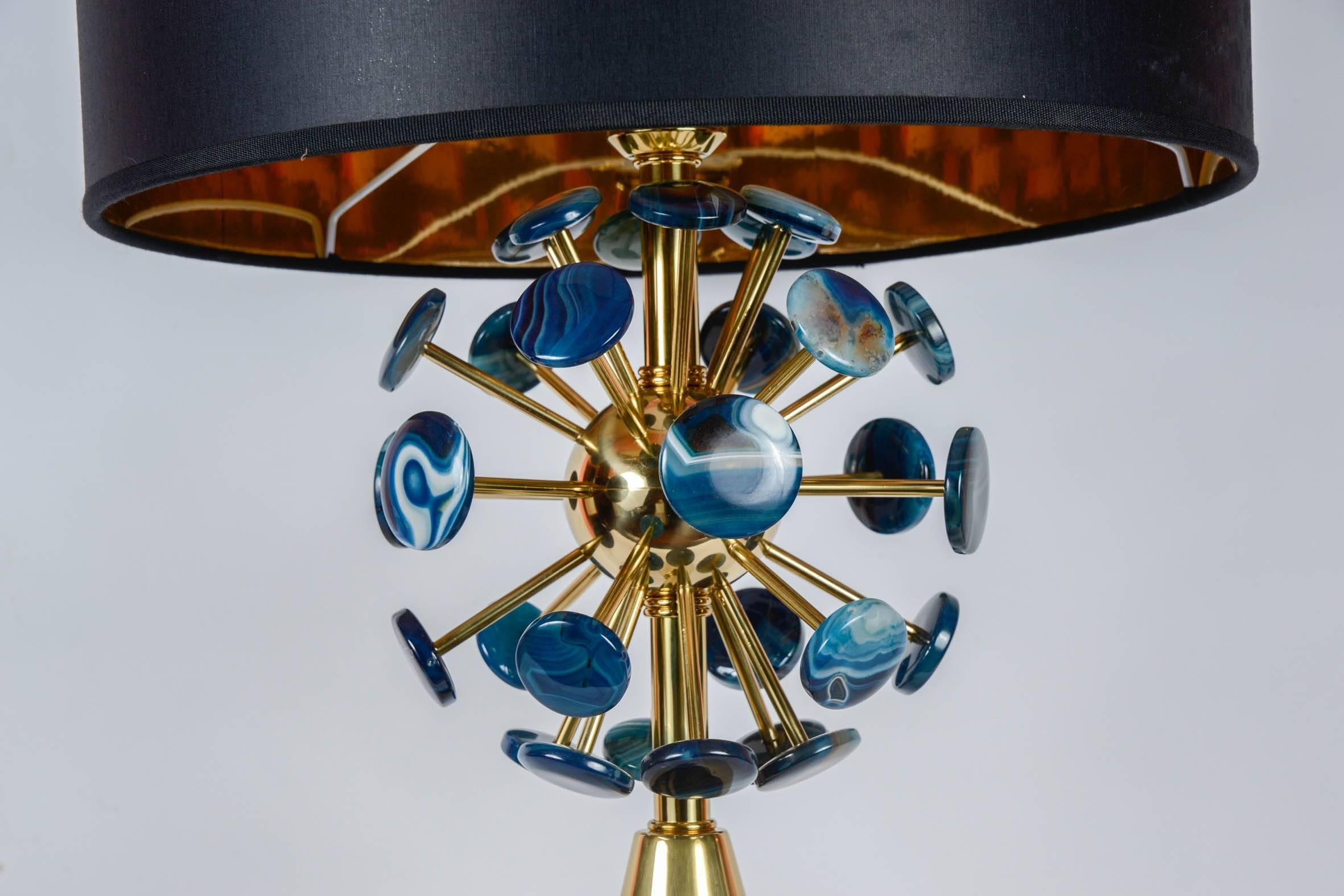 Italian Fantastic Pair of Lamps with Agates by Juanluca Fontan