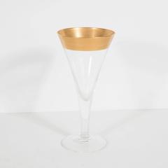Stunning Mid-Century Set of Gold Rimmed Champagne Flutes by Dorothy Thorpe