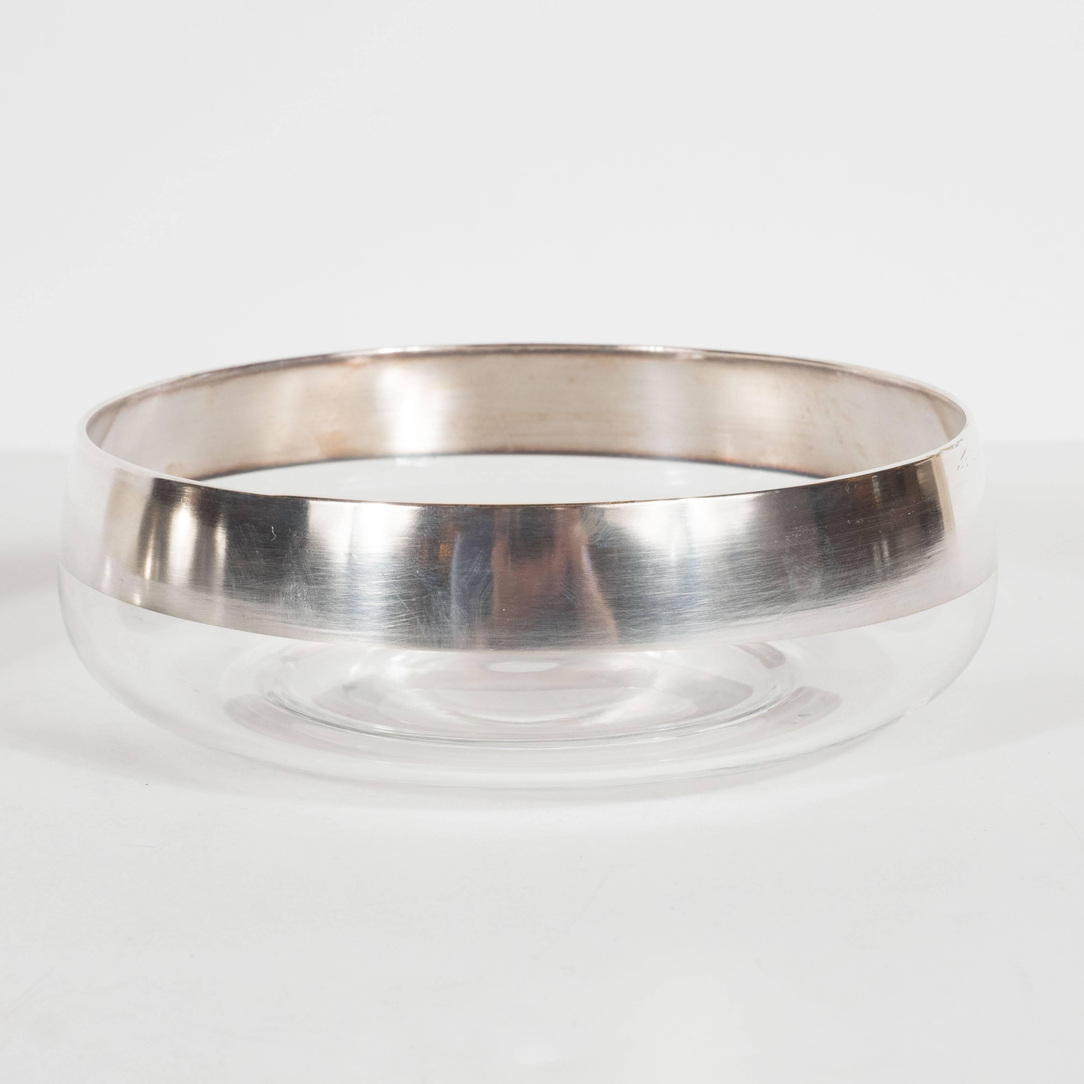 Mid-Century Modern Pair of Mid-Century Sterling Silver-Banded Bowls by Dorothy Thorpe