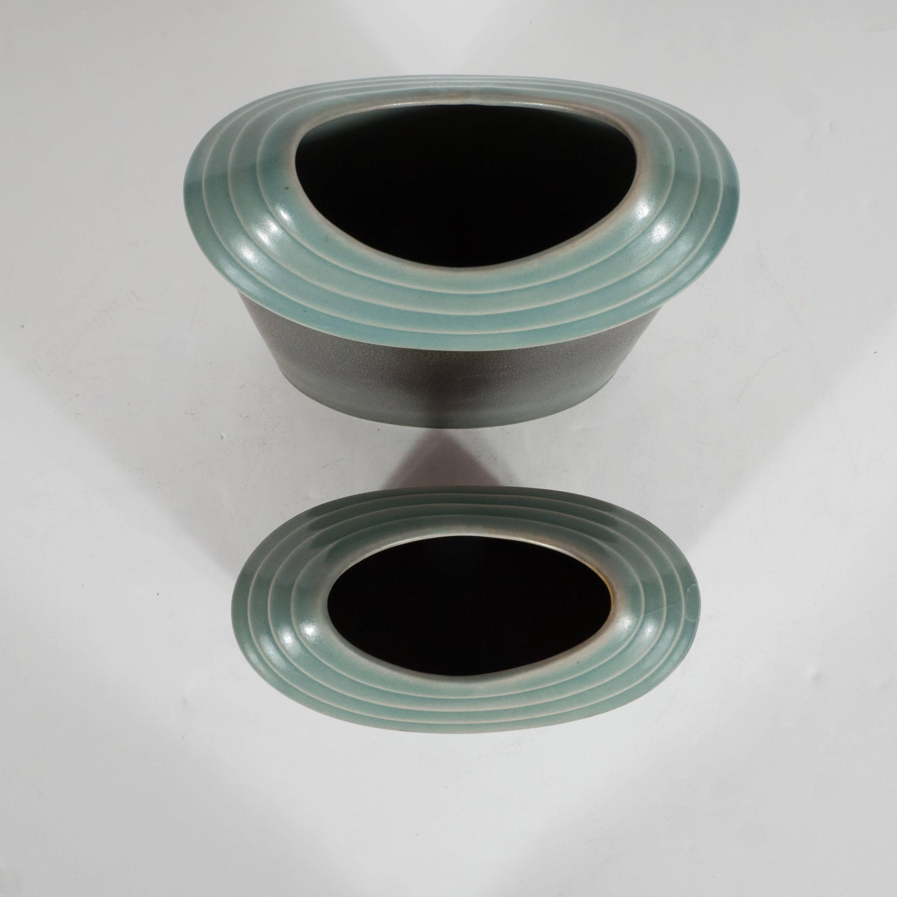 Pair of Mid-Century Modernist Hand Glazed Ceramic Vases by Rosenthal In Excellent Condition In New York, NY