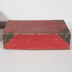 Two Korean Antique Dowery Boxes in Brown Rattan and Red Papier-Mâché