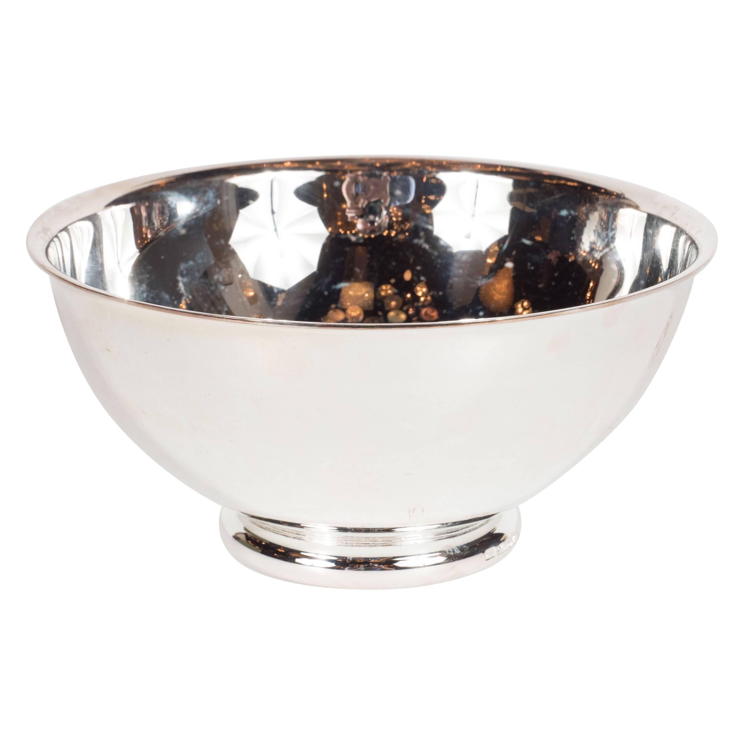 Vertigo Bowl in Silver Plate with Curved Lip and Base, Signed Christofle