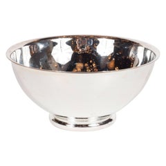 Vertigo Bowl in Silver Plate with Curved Lip and Base, Signed Christofle